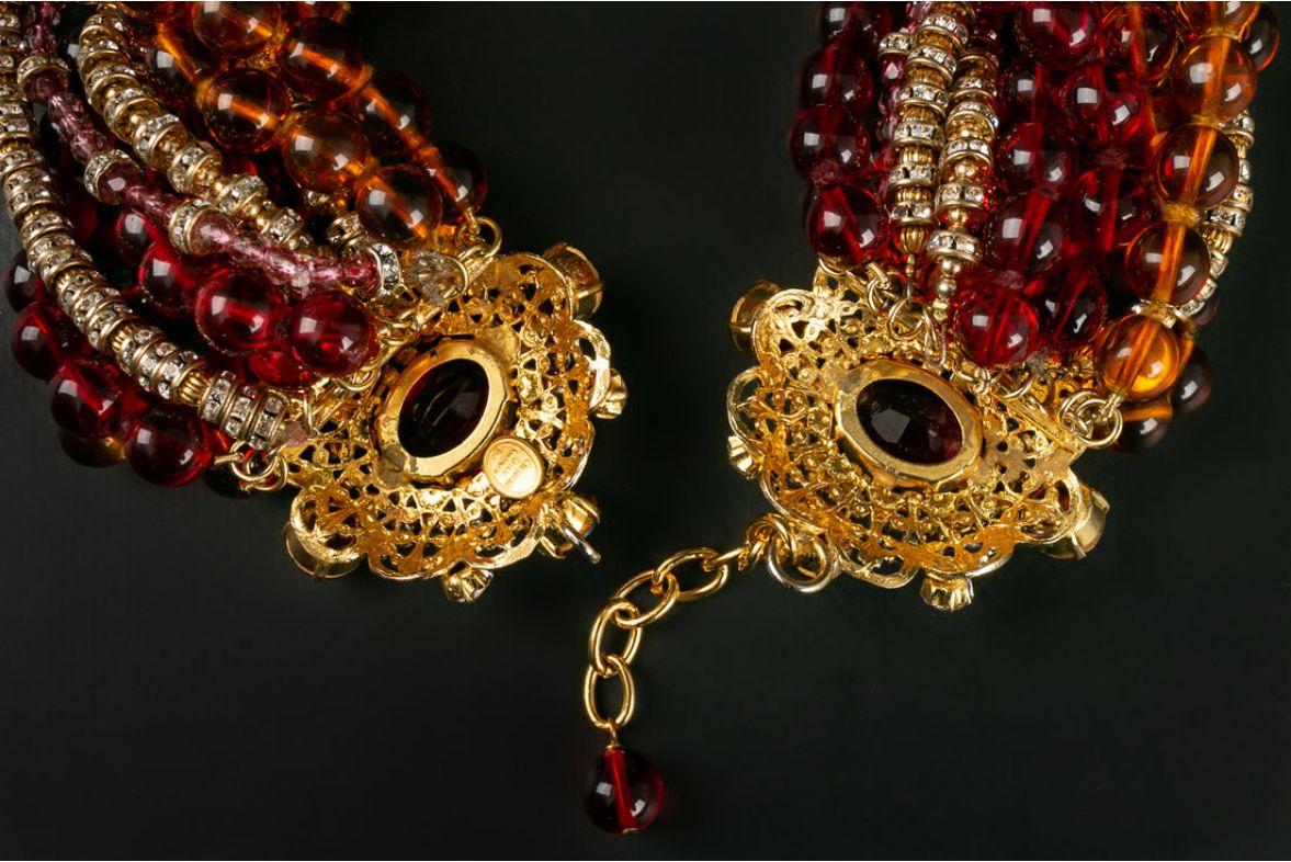 Christian Dior Halskette mit Glaspastellperlen mit Paste-Perlen im Angebot 4
