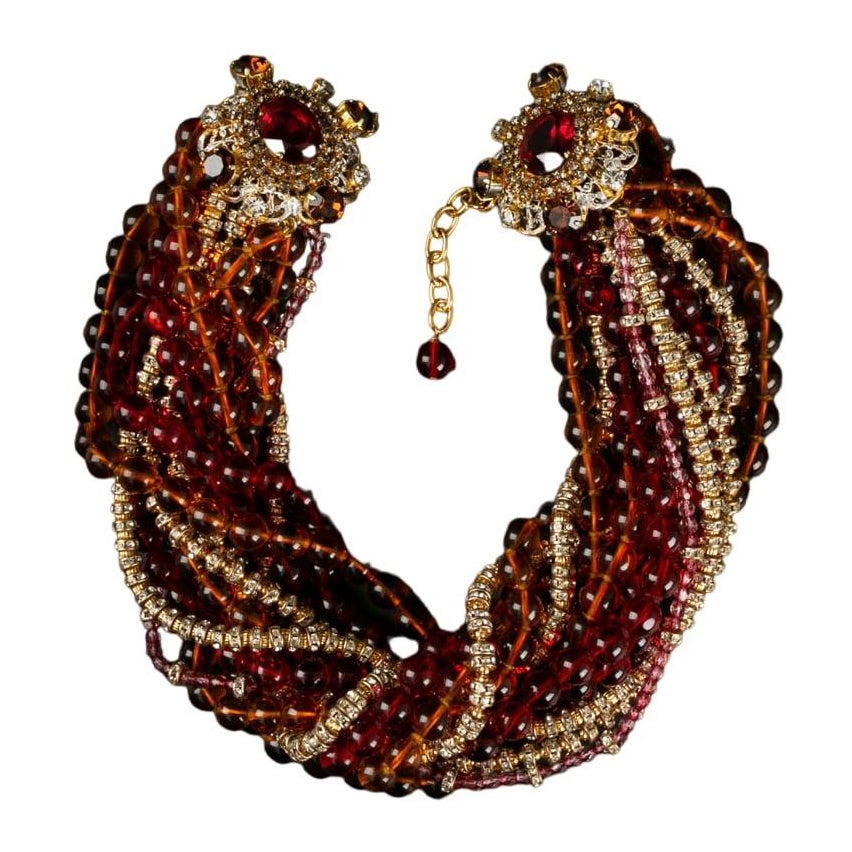 Collana Christian Dior con perline in pasta di vetro
