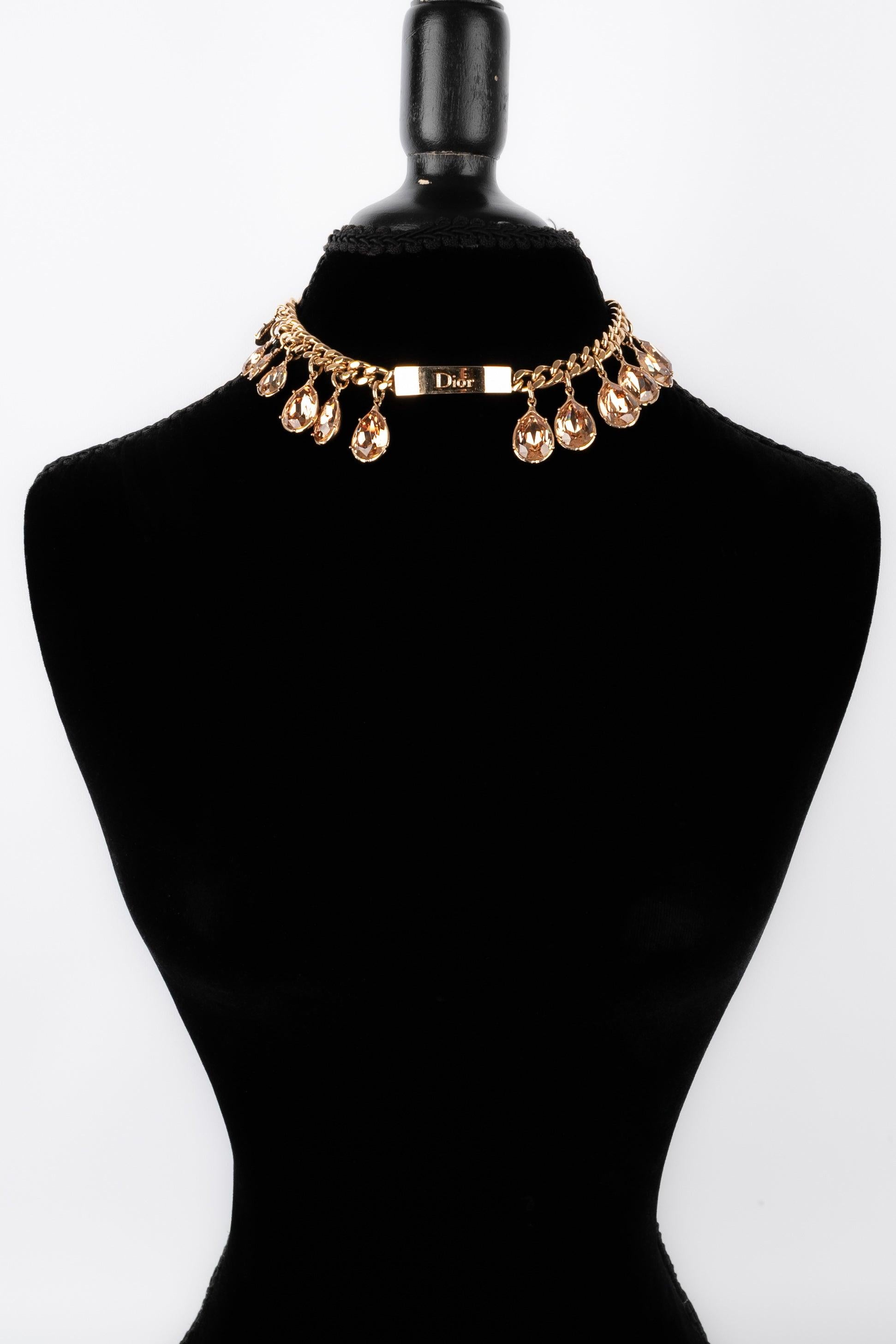 Women's Christian Dior Necklace with Rhinestoned Charms, 2004 For Sale