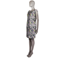 CHRISTIAN DIOR neon FLORAL BROCADE Cocktail Dress 42