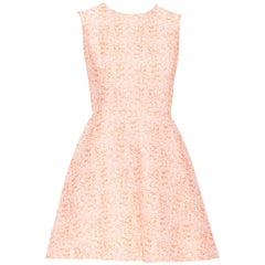 CHRISTIAN DIOR neon orange cotton jacquard fit flared cocktail dress FR34 XS