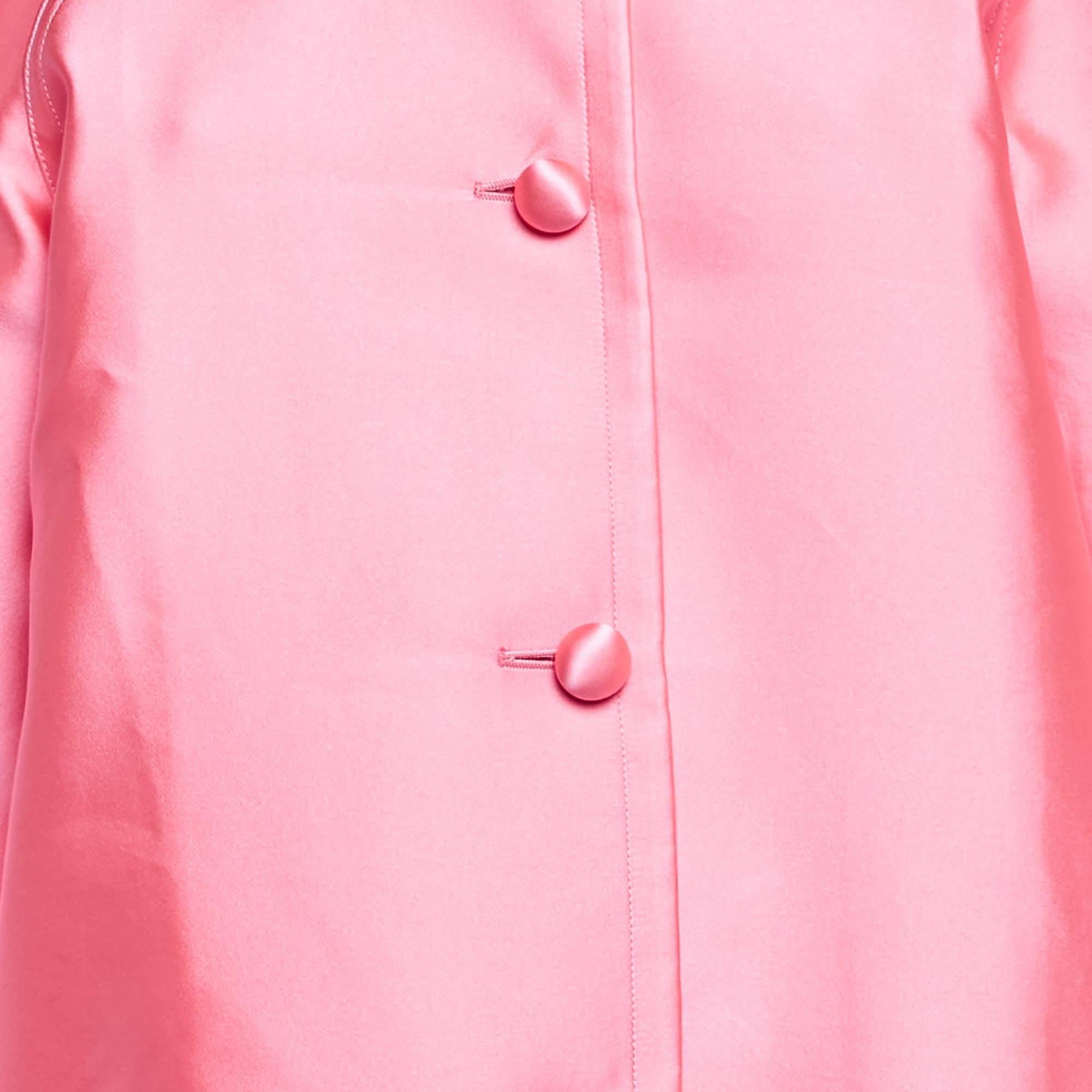Christian Dior Neon Pink Crepe Single Breasted Long Coat L In Excellent Condition In Dubai, Al Qouz 2