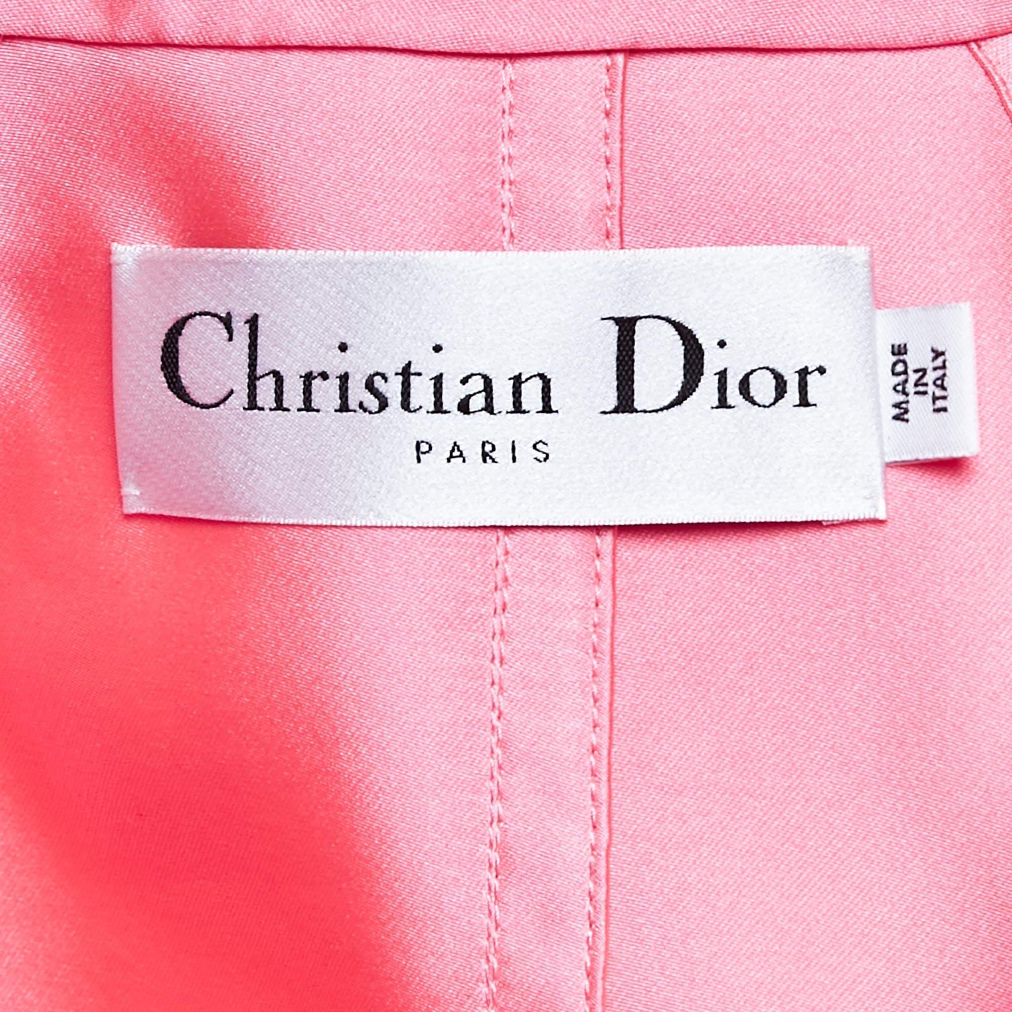Women's Christian Dior Neon Pink Crepe Single Breasted Long Coat L