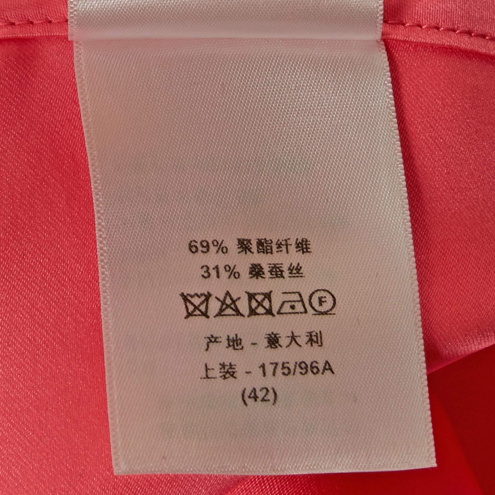 Christian Dior Neon Pink Crepe Single Breasted Long Coat L 1