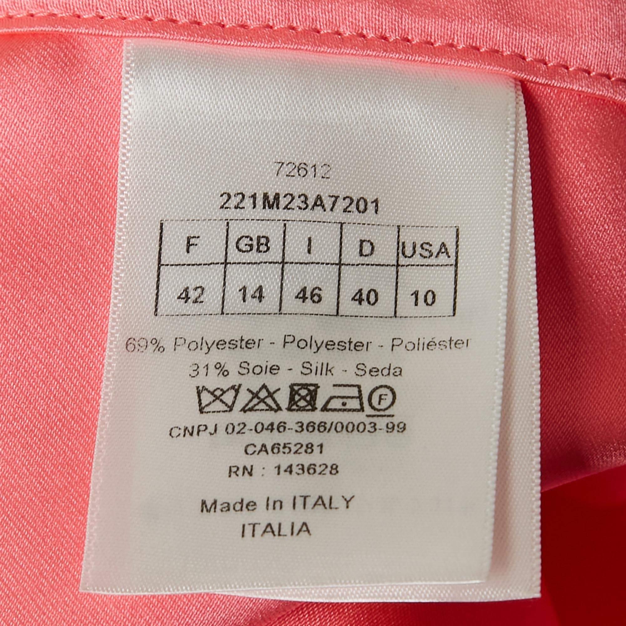 Christian Dior Neon Pink Crepe Single Breasted Long Coat L 2