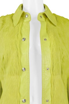 Christian Dior Neon Yellow Fur and Leather Jacket 2001