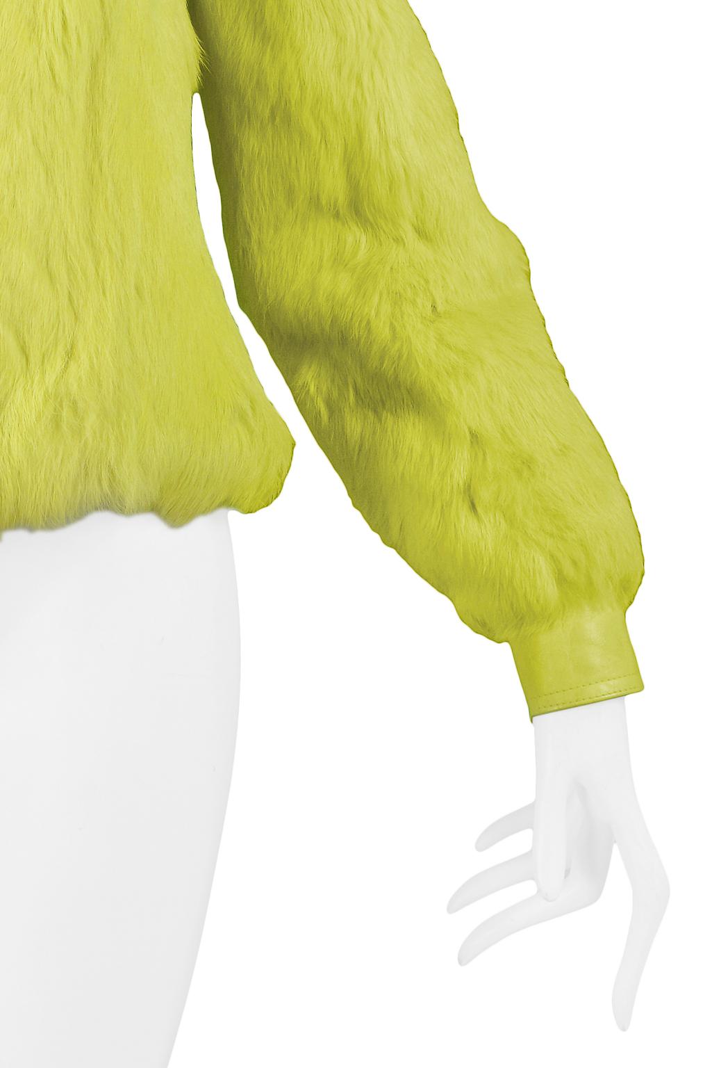 Christian Dior Neon Yellow Fur and Leather Jacket 2001 In Good Condition In Los Angeles, CA