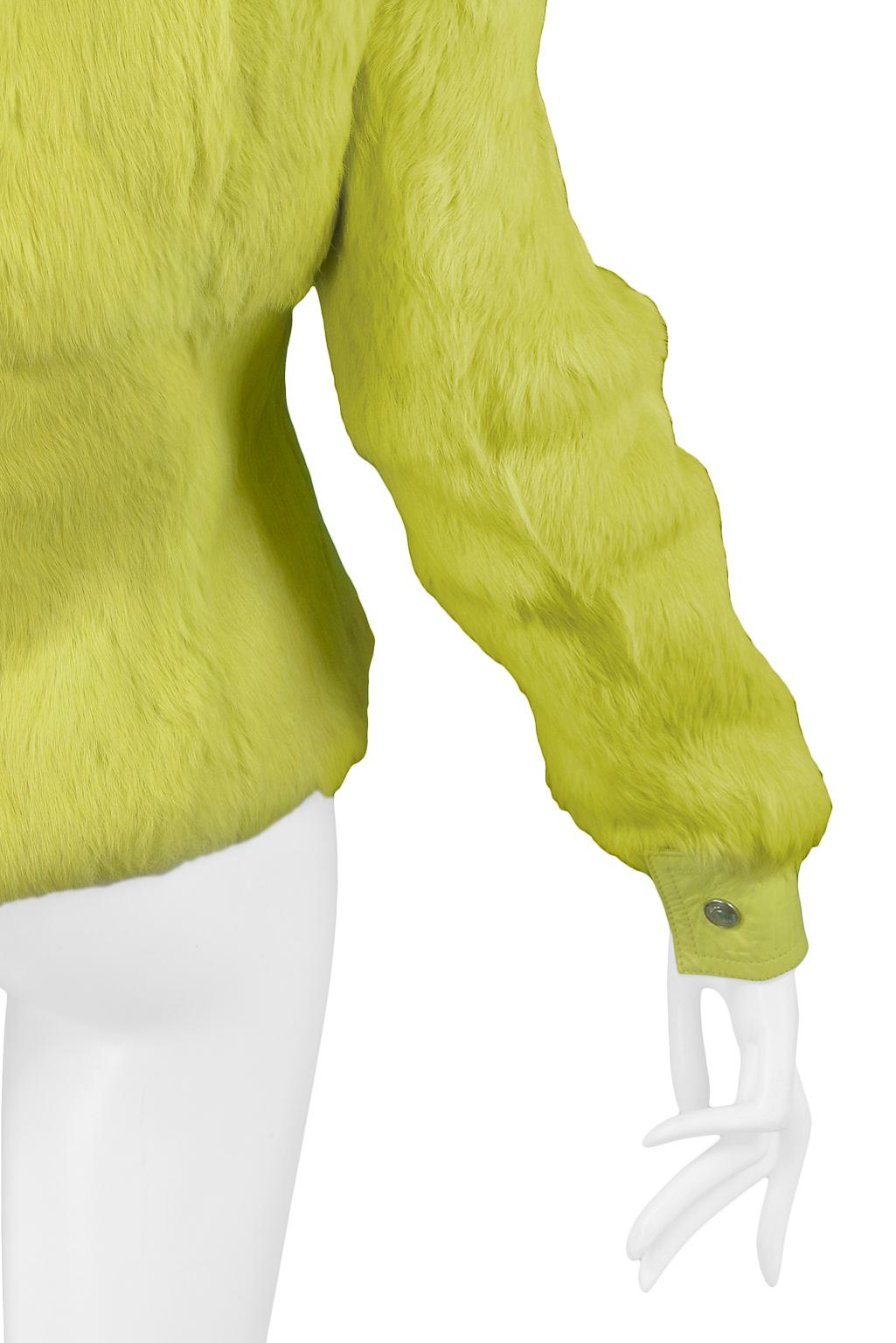 Christian Dior Neon Yellow Fur and Leather Jacket 2001 1
