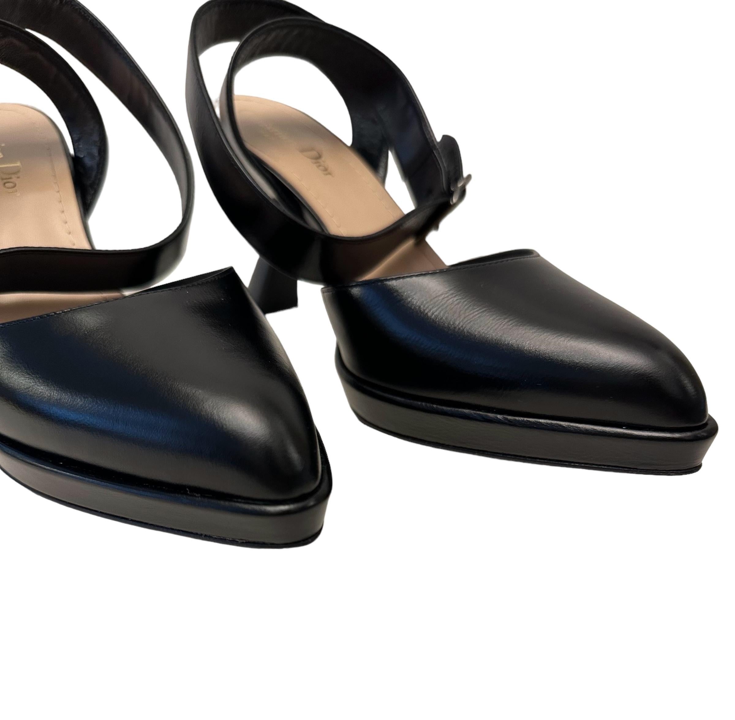 Christian Dior New Black Leather Soul Pumps  For Sale 7