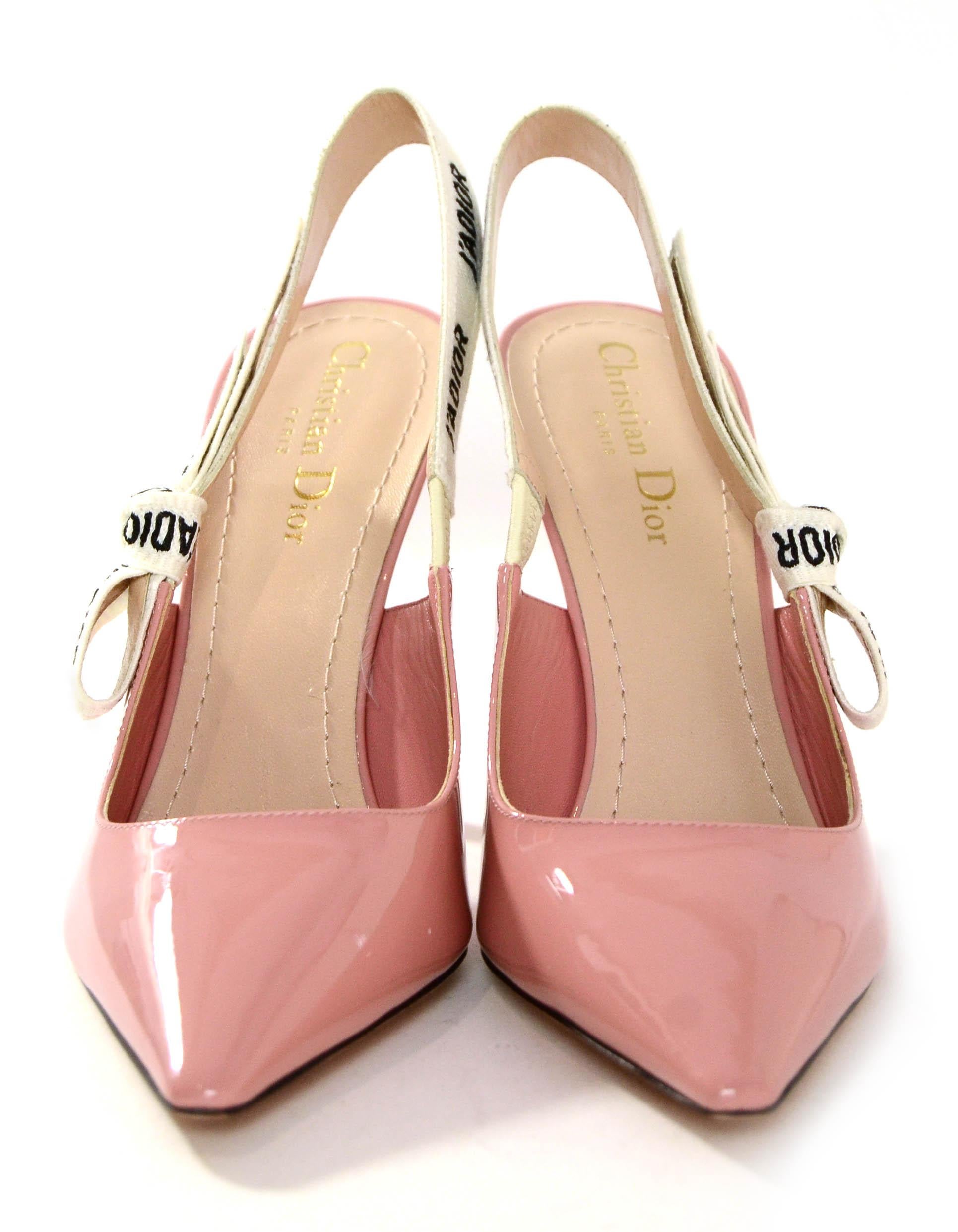 Christian Dior NEW Dusty Pink Patent Leather Ribbon J'ADIOR Slingback Pumps sz 39.5

Made In: Italy
Color: Dusty pink
Materials: Calfskin patent leather
Closure/Opening: Sling back with elastic
Overall Condition: Like new, never worn
Estimated
