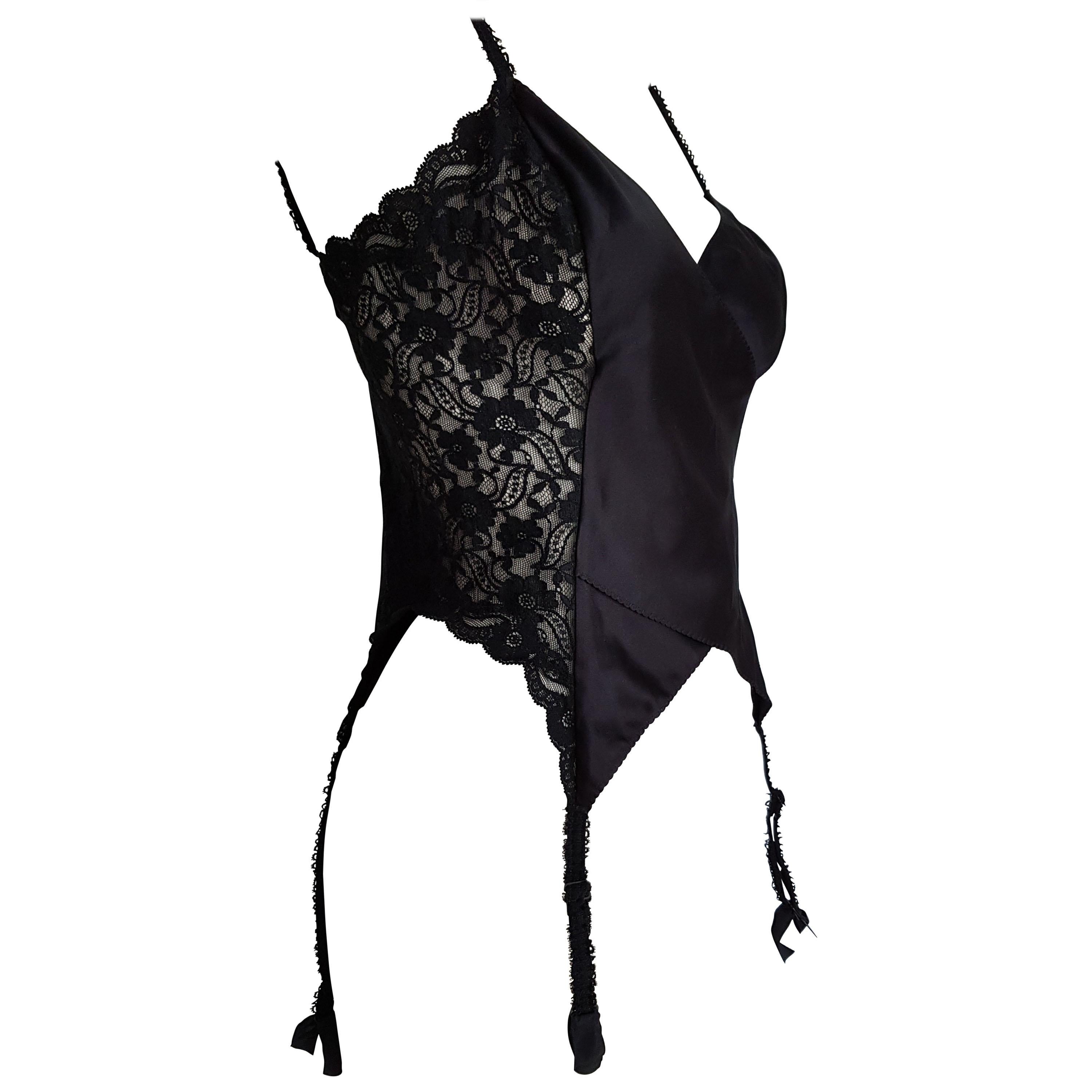 Christian DIOR "New" Haute Couture Lace Silk Black Top Corset - Unworn