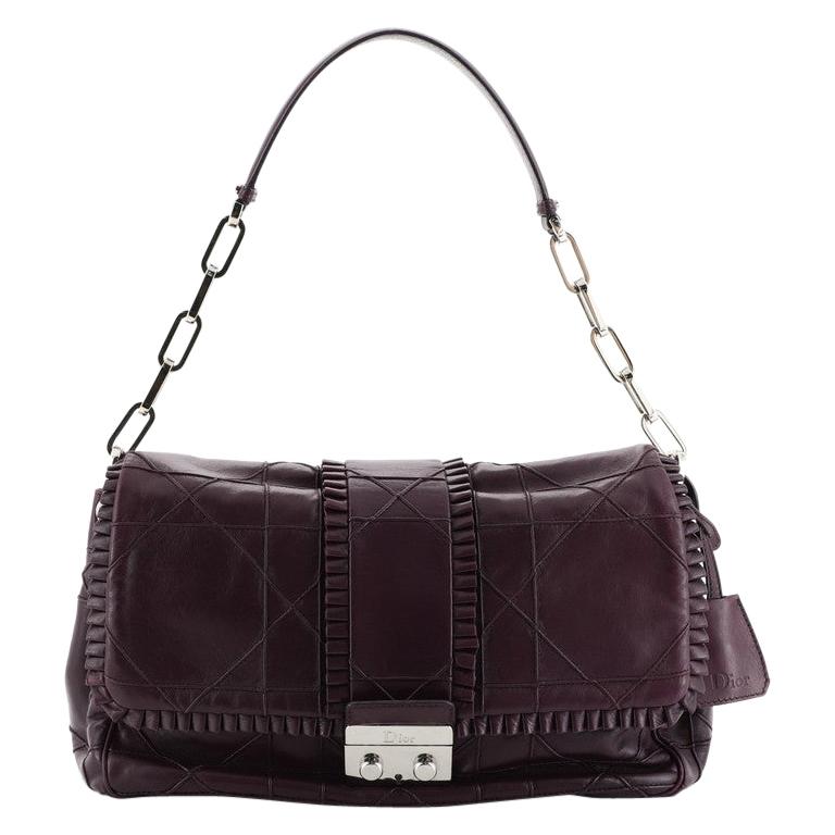 Christian Dior New Lock Ruffle Flap Bag Cannage Quilt Lambskin