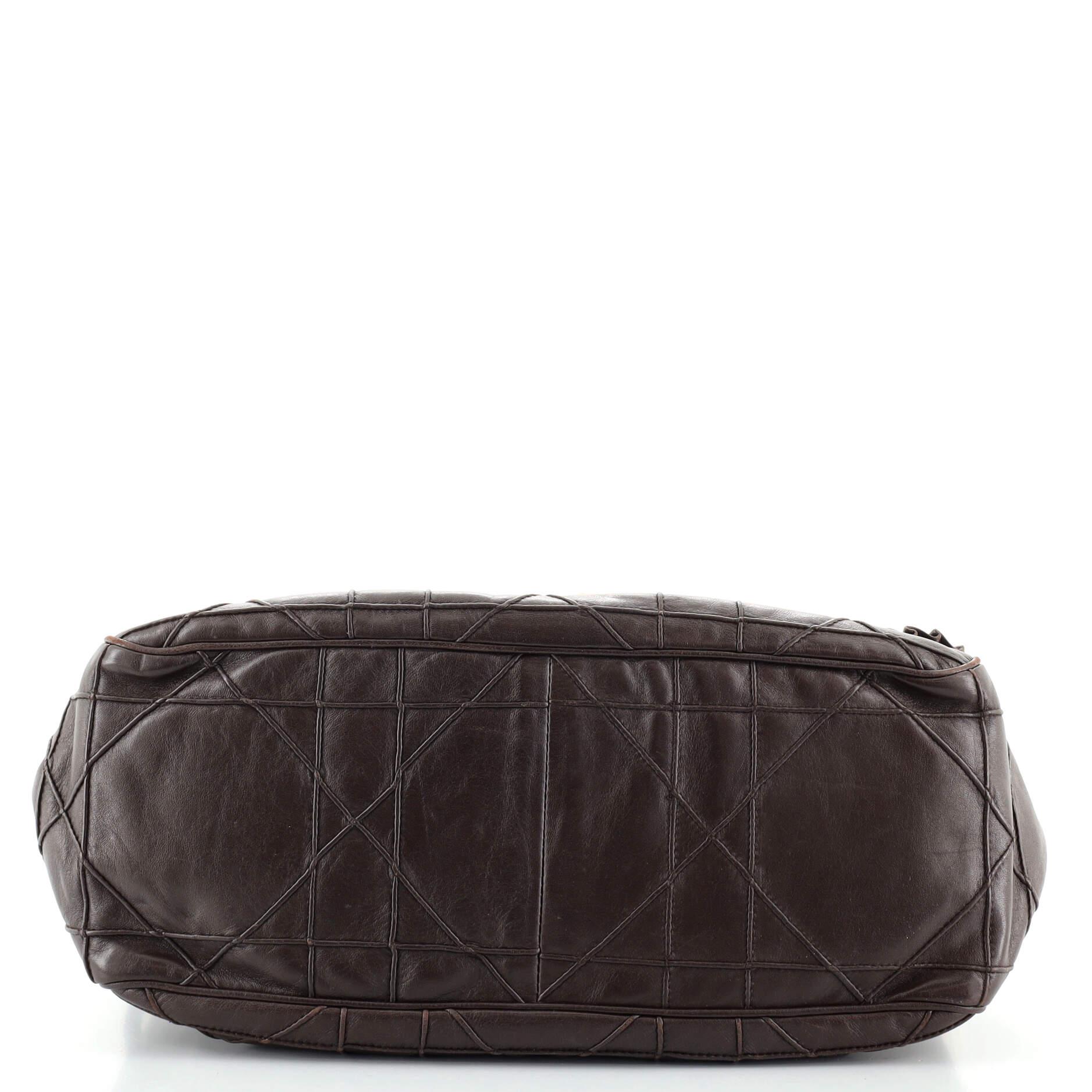 Black Christian Dior New Lock Ruffle Flap Bag Cannage Quilt Lambskin Medium