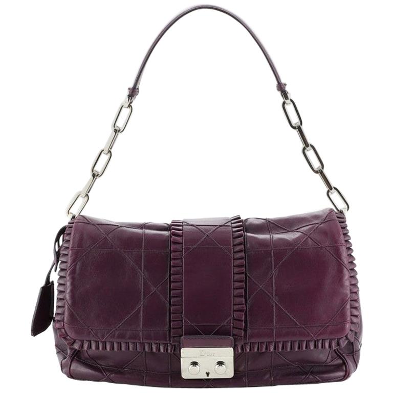 Christian Dior New Lock Ruffle Flap Bag Cannage Quilt Lambskin Small at ...