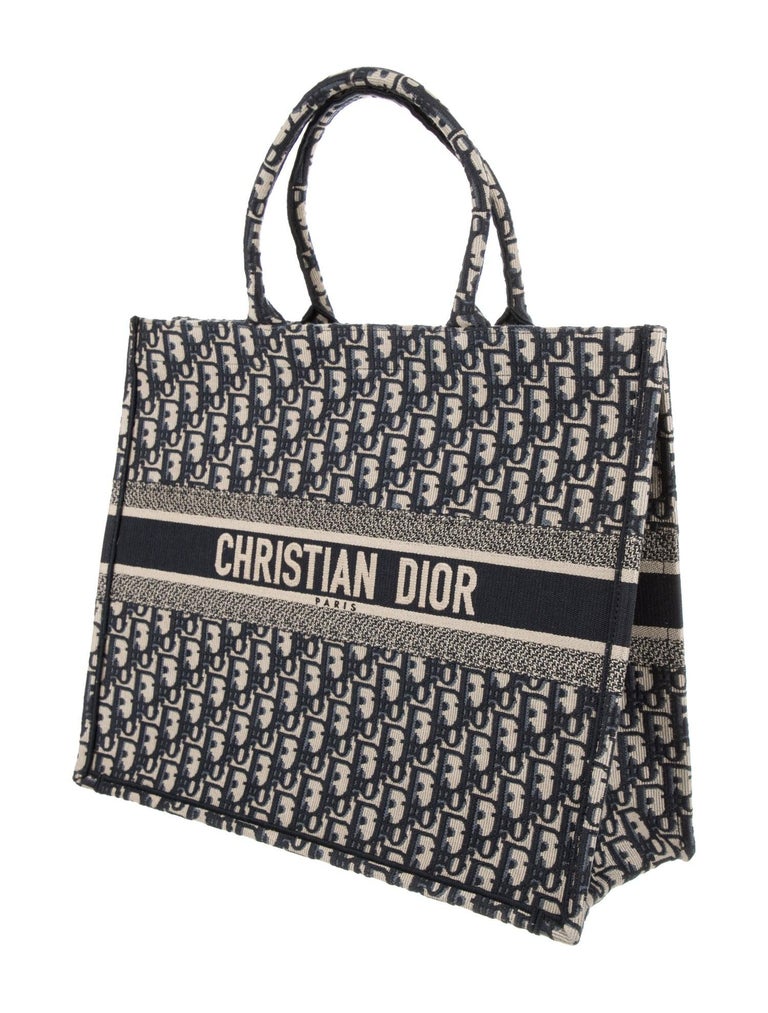 Christian Dior NEW Navy Blue Canvas Carryall Travel Shoulder Tote Bag at 1stdibs