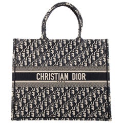 Christian Dior NEW Navy Blue Canvas Carryall Travel Shoulder Tote Bag