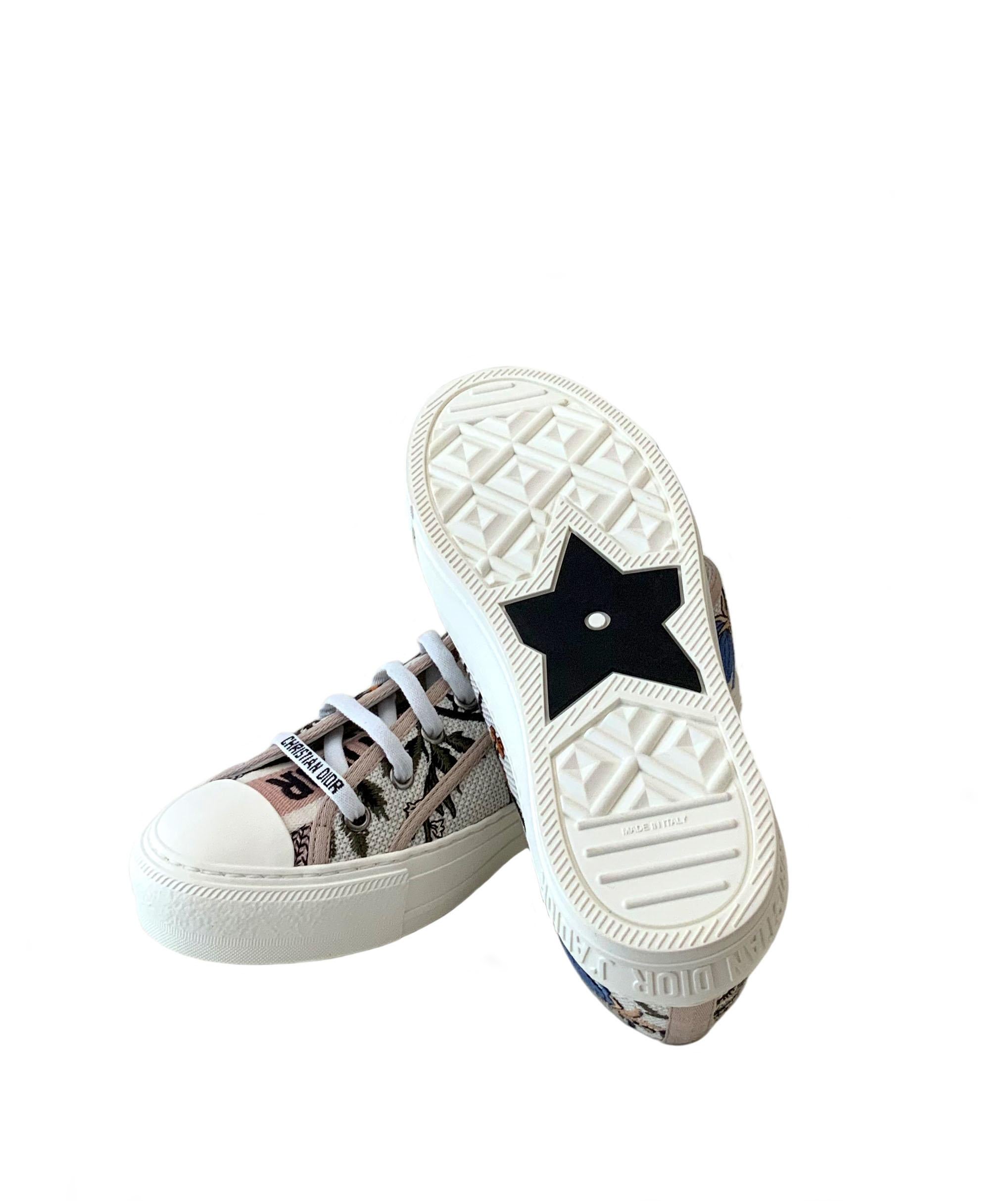 Christian Dior NEW Zapatillas Walk'n Dior Rosa Mutabilis Algodón Bordado 2