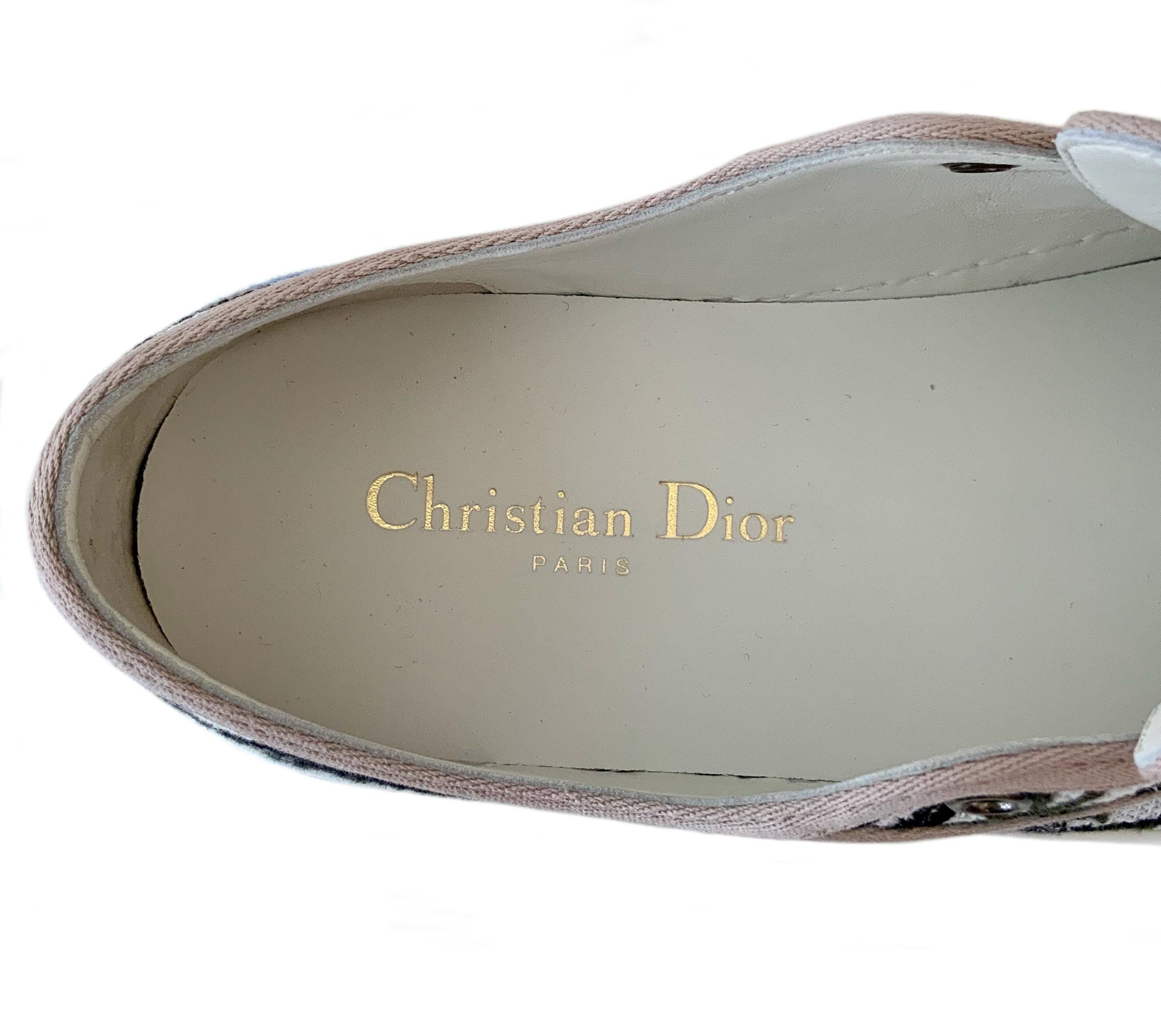 Women's or Men's Christian Dior NEW Walk'n Dior Rosa Mutabilis Embroidered Cotton Sneakers