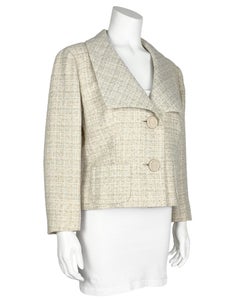 Christian Dior New York 1950s Cream Wool and Linen Jacket