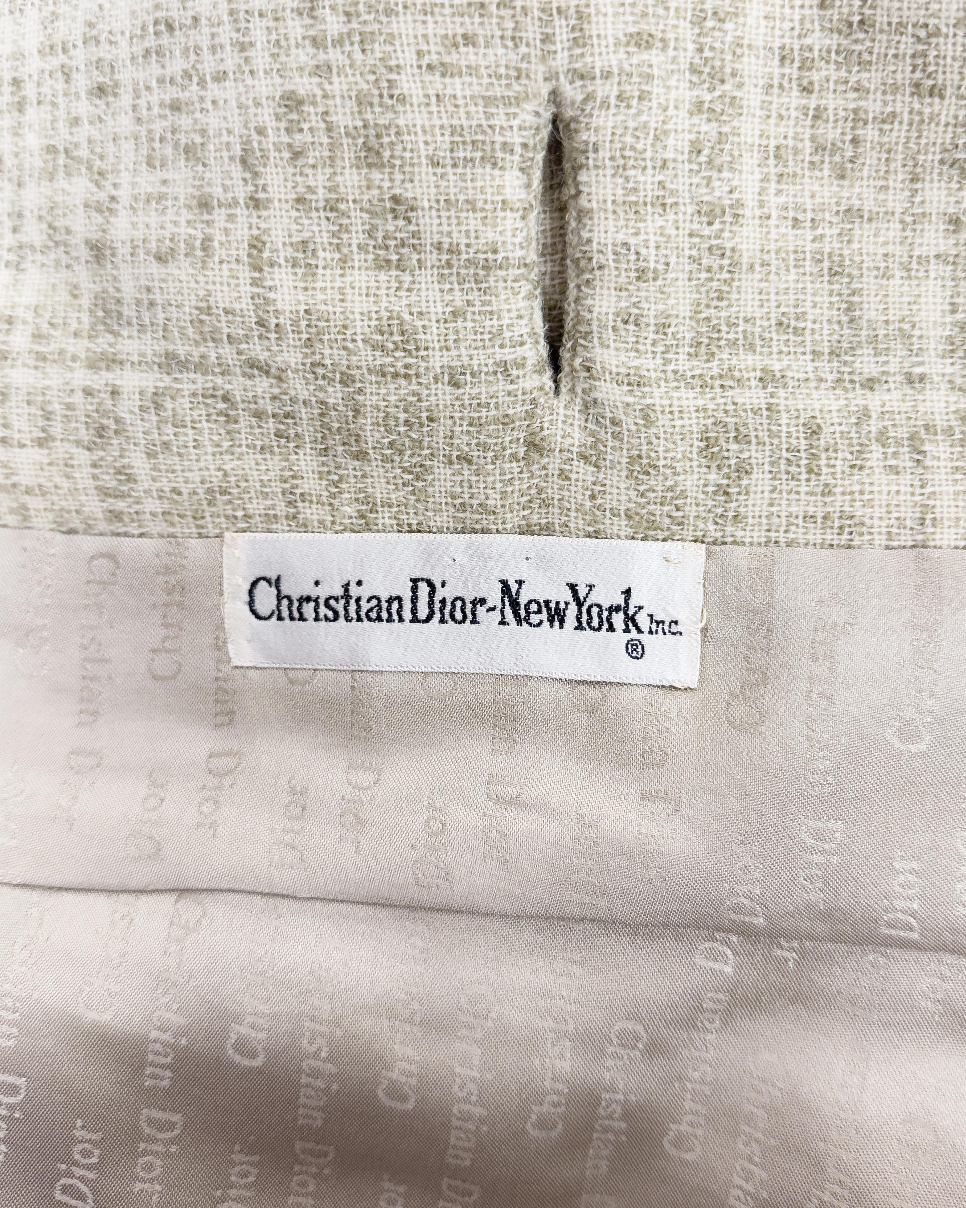 Christian Dior Nueva York Años 50 Chaqueta de lana y lino color crema en venta 1
