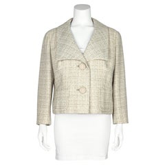 Christian Dior Nueva York Años 50 Chaqueta de lana y lino color crema