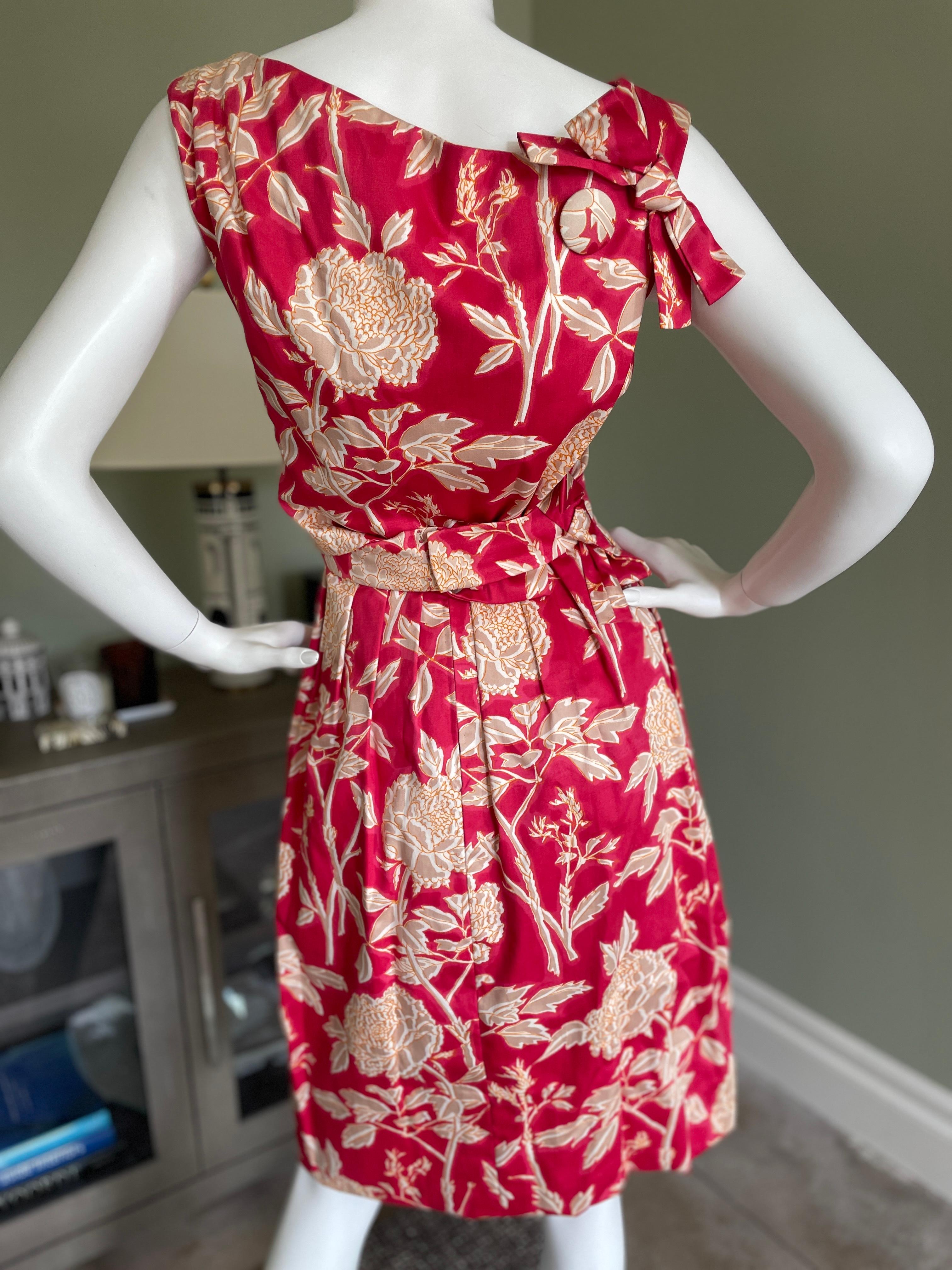 Christian Dior New York 1960's Charming Floral Day Dress   In Excellent Condition For Sale In Cloverdale, CA