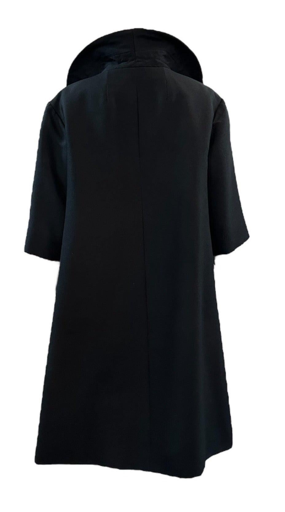 Christian Dior New York Original Black Open Front Coat, 1950s In Excellent Condition For Sale In Los Angeles, CA