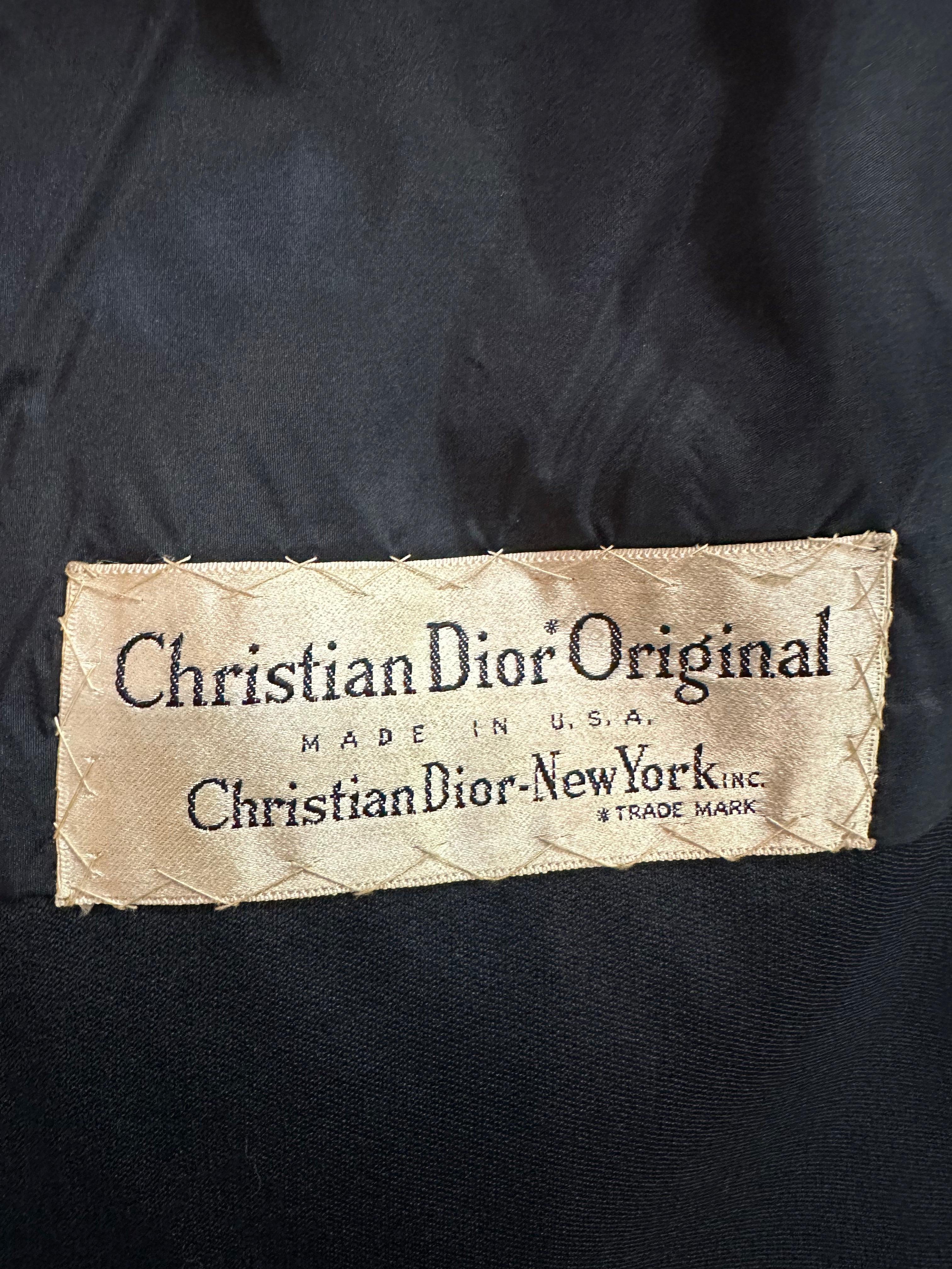 Women's Christian Dior New York Original Black Open Front Coat, 1950s For Sale