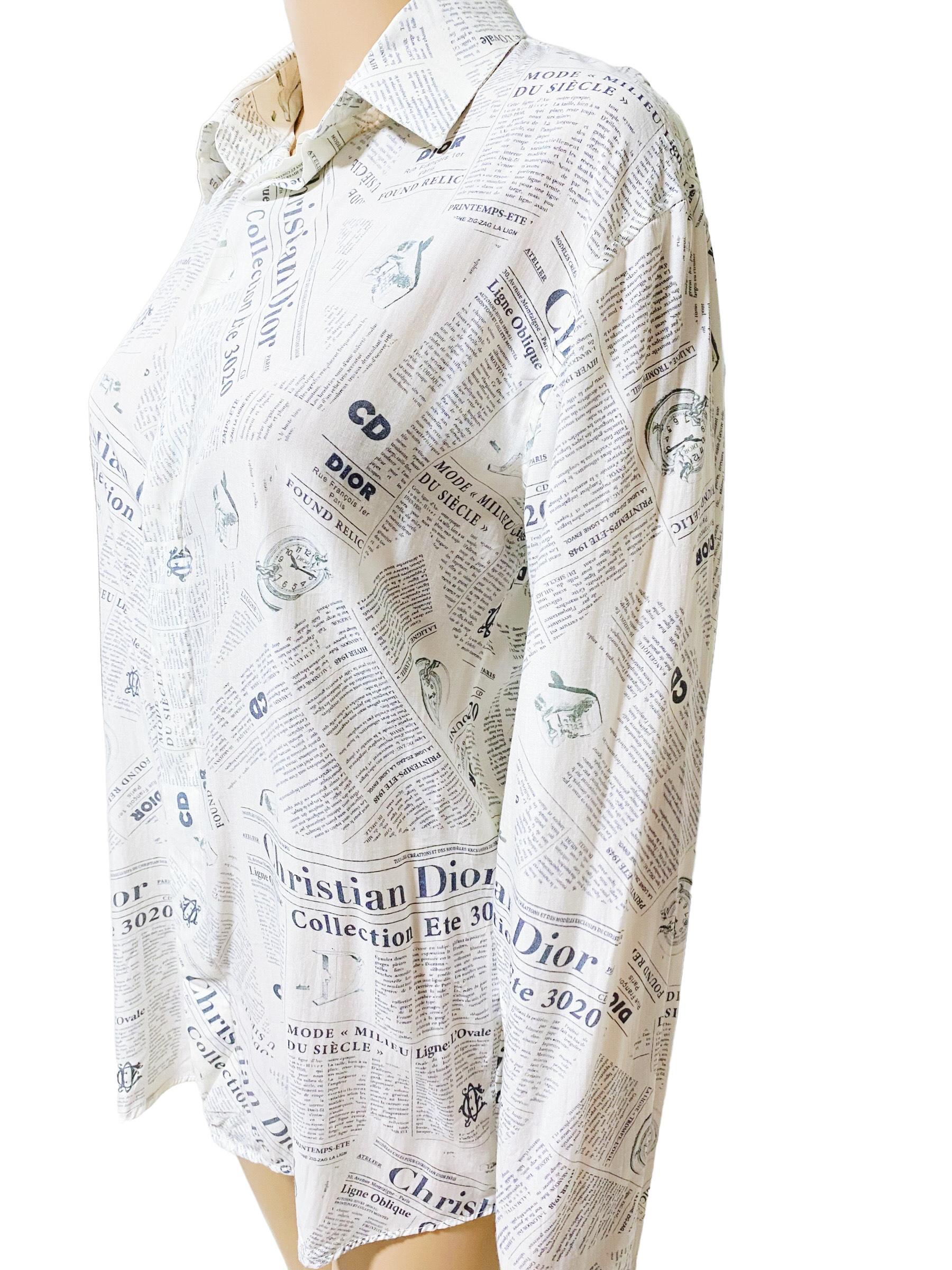 Christian Dior Newspaper Shirt In Excellent Condition In Iba, PH