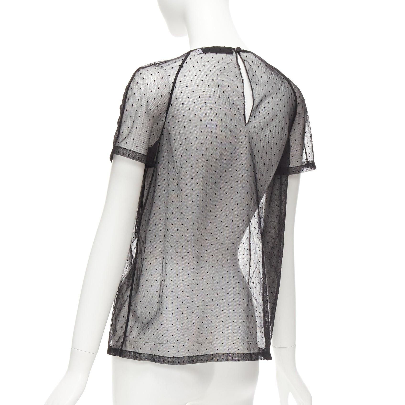 CHRISTIAN DIOR Niki de Saint Phalle black colourful beaded dot mesh sheer top For Sale 2