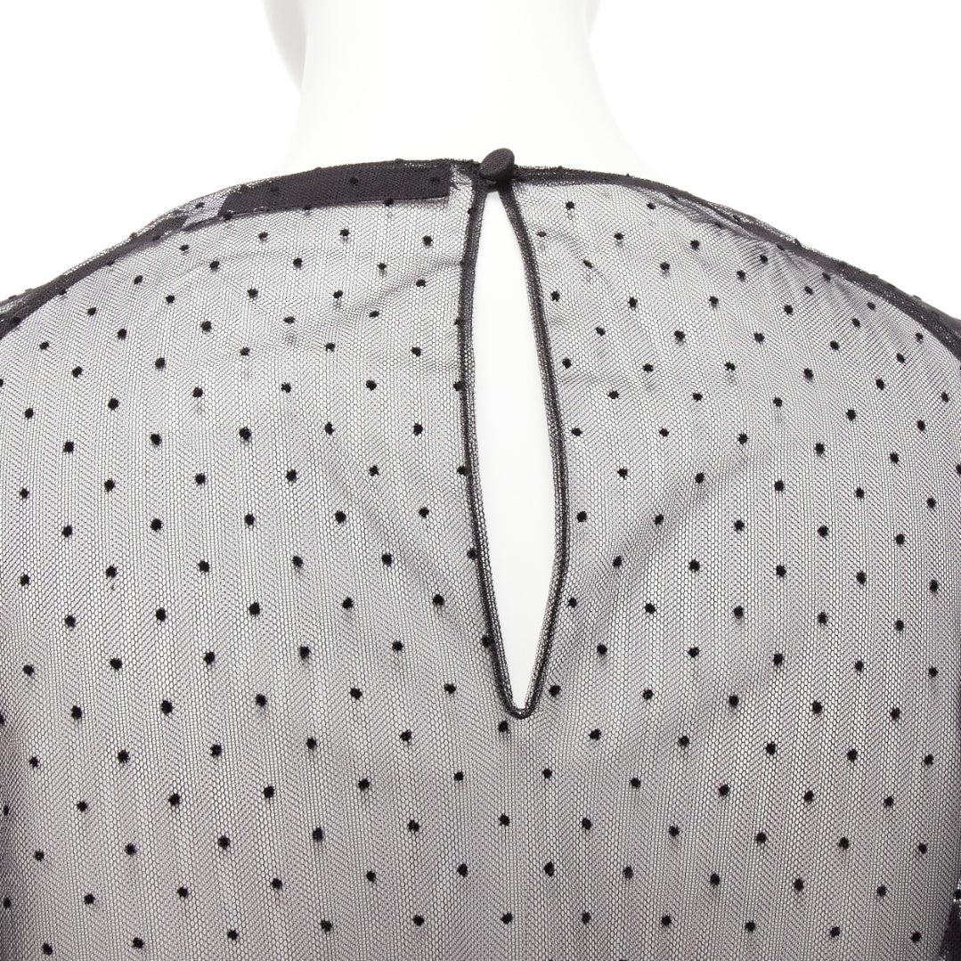 CHRISTIAN DIOR Niki de Saint Phalle black colourful beaded dot mesh sheer top For Sale 3
