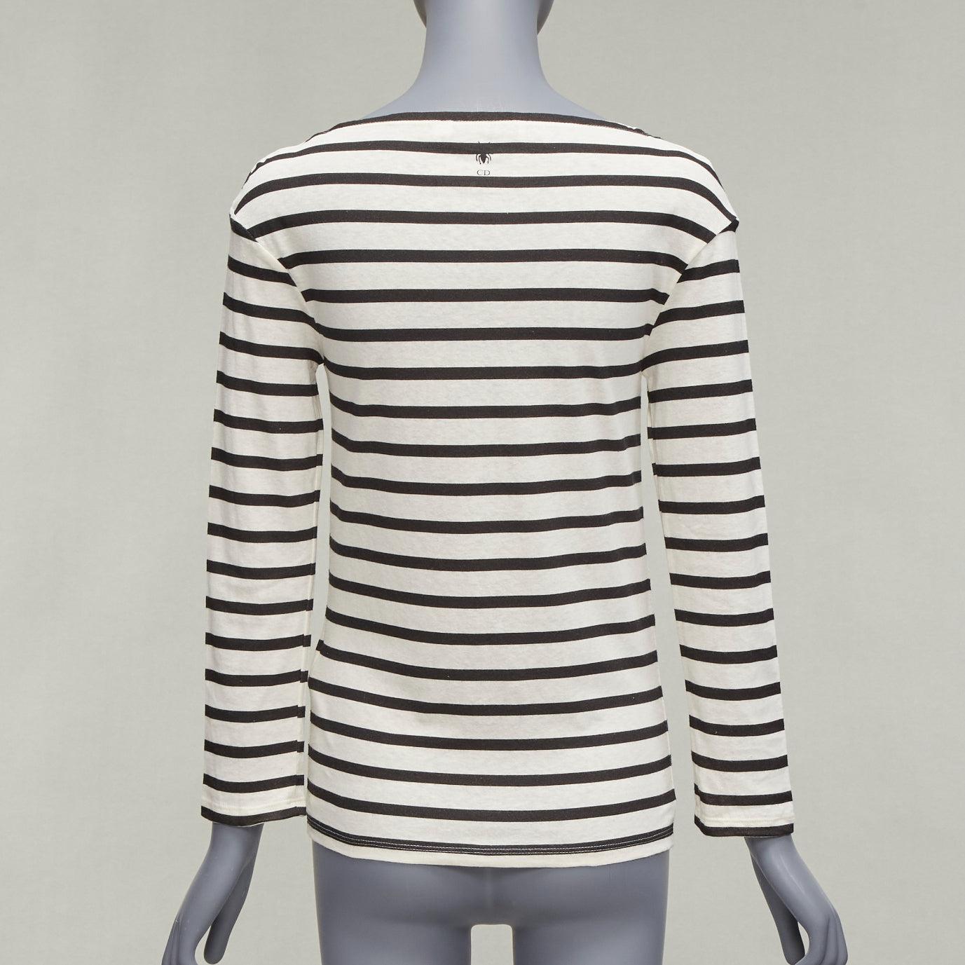 CHRISTIAN DIOR No Great Women Artists black cream stripes long sleeve tshirt XS For Sale 1