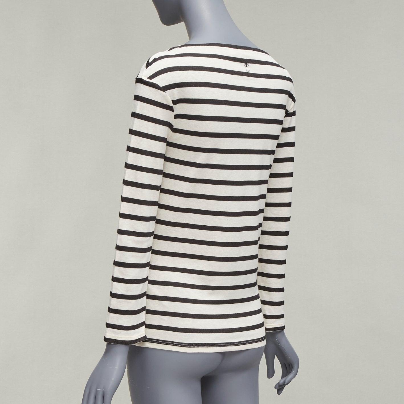 CHRISTIAN DIOR No Great Women Artists black cream stripes long sleeve tshirt XS 1
