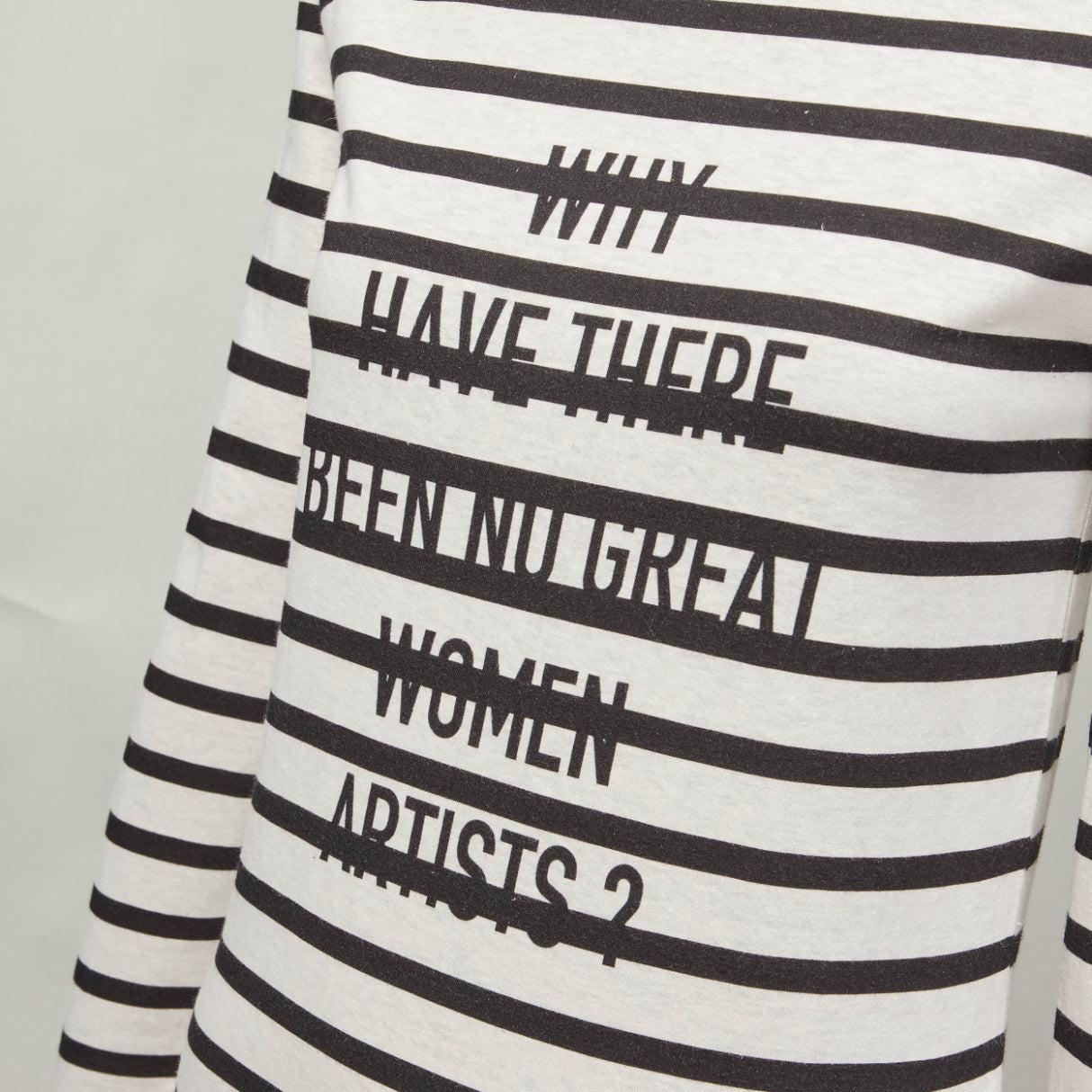 CHRISTIAN DIOR No Great Women Artists black cream stripes long sleeve tshirt XS For Sale 3