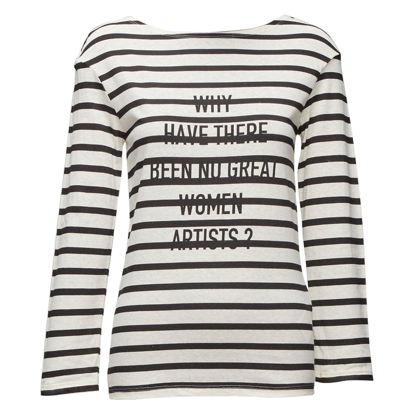 CHRISTIAN DIOR No Great Women Artists black cream stripes long sleeve tshirt XS