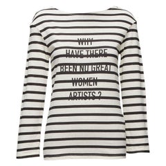 CHRISTIAN DIOR No Great Women Artists black cream stripes long sleeve tshirt XS