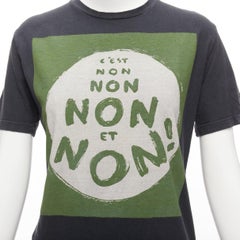 CHRISTIAN DIOR Non Non Et Non washed black green cotton linen tshirt XS