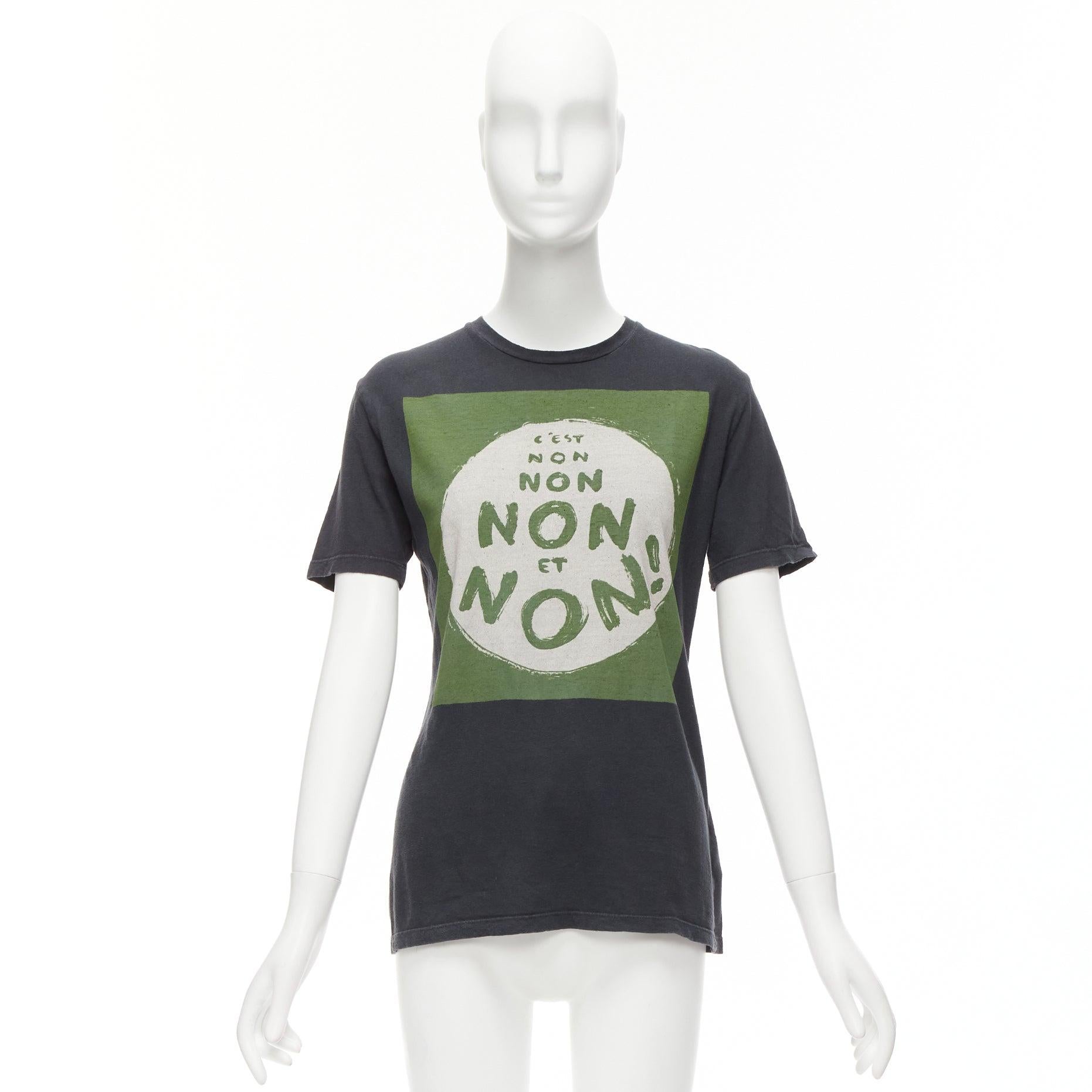 CHRISTIAN DIOR Non Non Et Non washed black green cotton linen tshirt XS For Sale 5