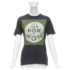 CHRISTIAN DIOR Non Non Et Non washed black green cotton linen tshirt XS