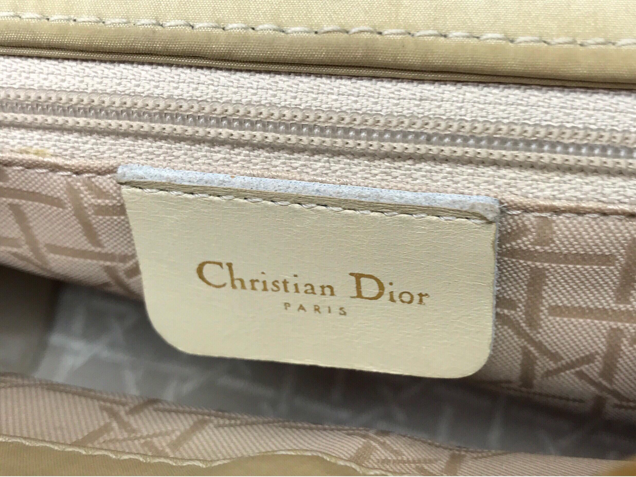 CHRISTIAN DIOR  Nude Fabric Small Lady Dior Handbag For Sale 3