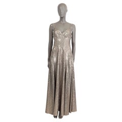 CHRISTIAN DIOR nude & grey silk 2018 SEQUIN GOWN Maxi Dress 38 S