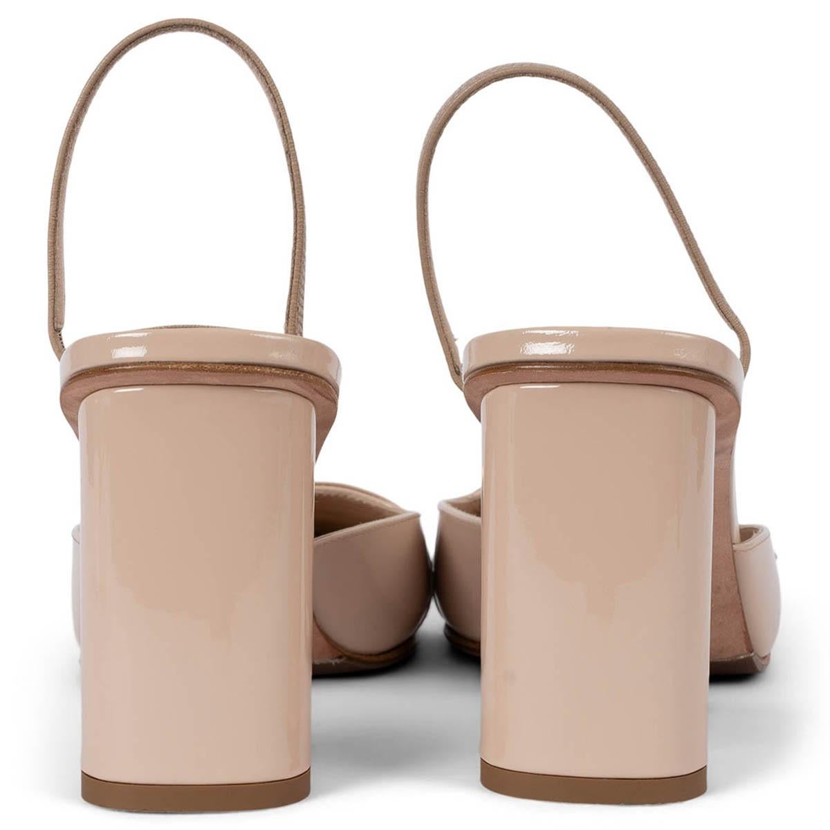 CHRISTIAN DIOR nude patent leather C'EST DIOR Slingbacks Pumps Shoes 38.5 For Sale 1