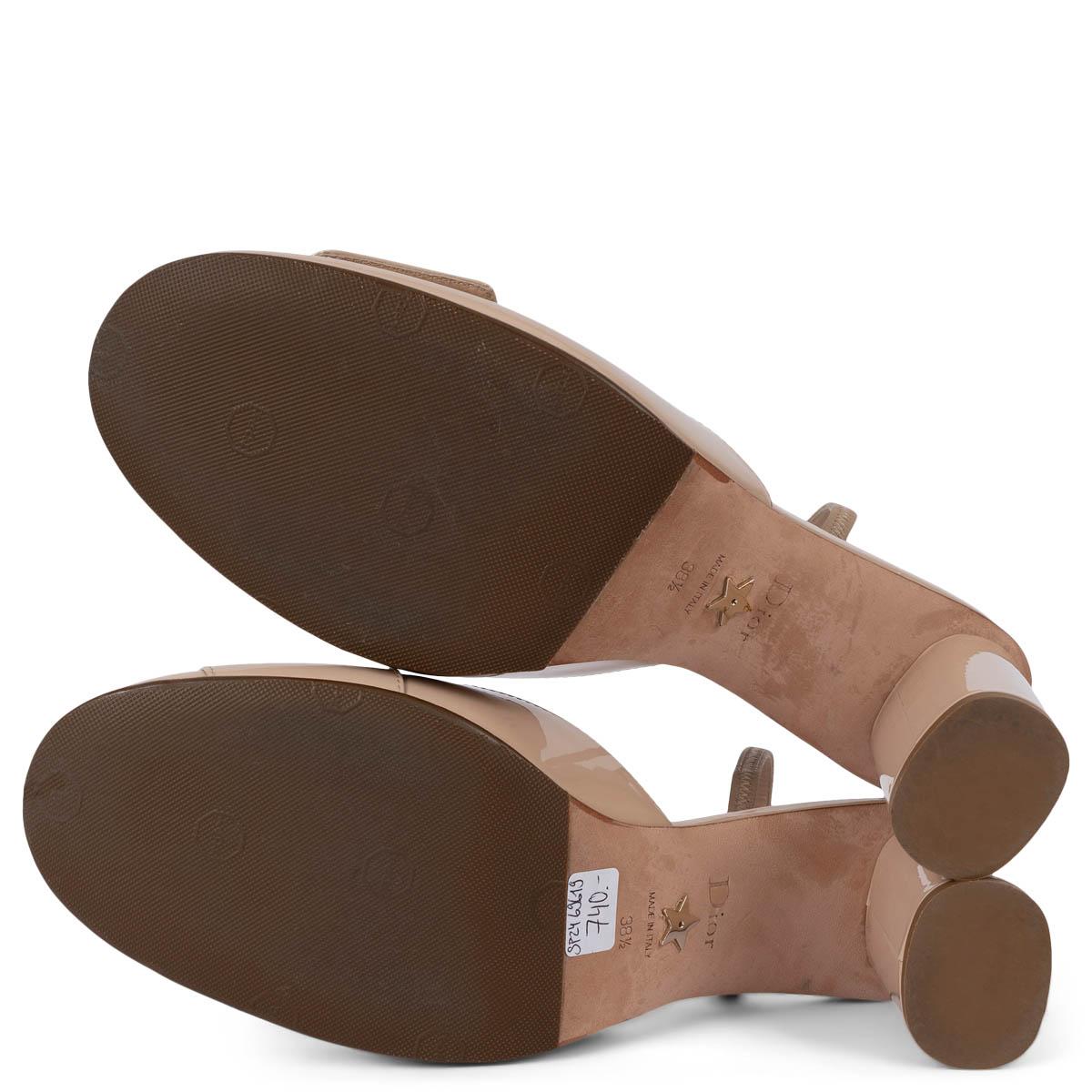 CHRISTIAN DIOR nude patent leather C'EST DIOR Slingbacks Pumps Shoes 38.5 For Sale 5