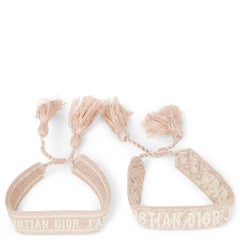 CHRISTIAN DIOR nude pink & white J'ADIOR Bracelet Set Oblique Cotton