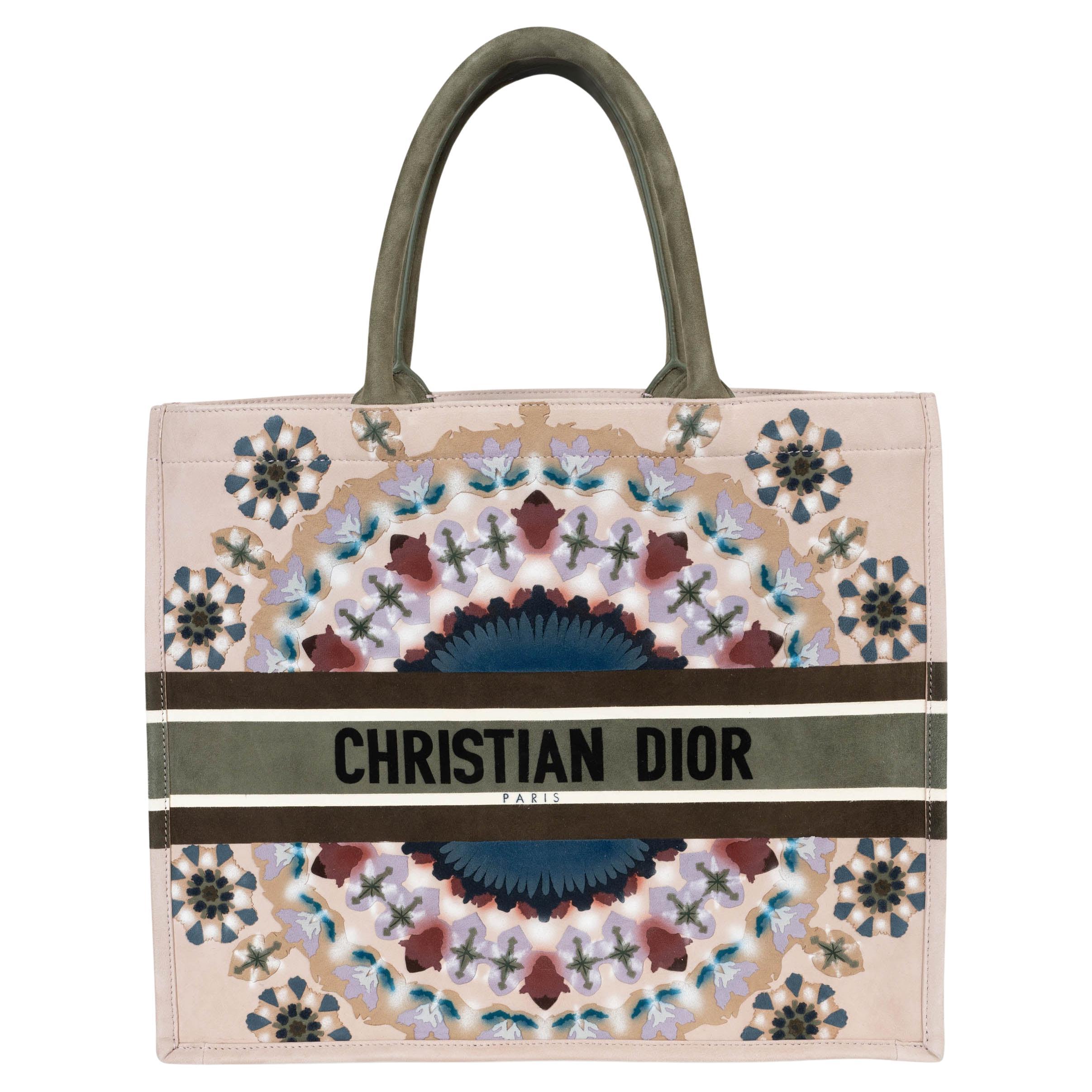 CHRISTIAN DIOR nude suede 2019 KALEIDIORSCOPIC LARGE BOOK TOTE Bag