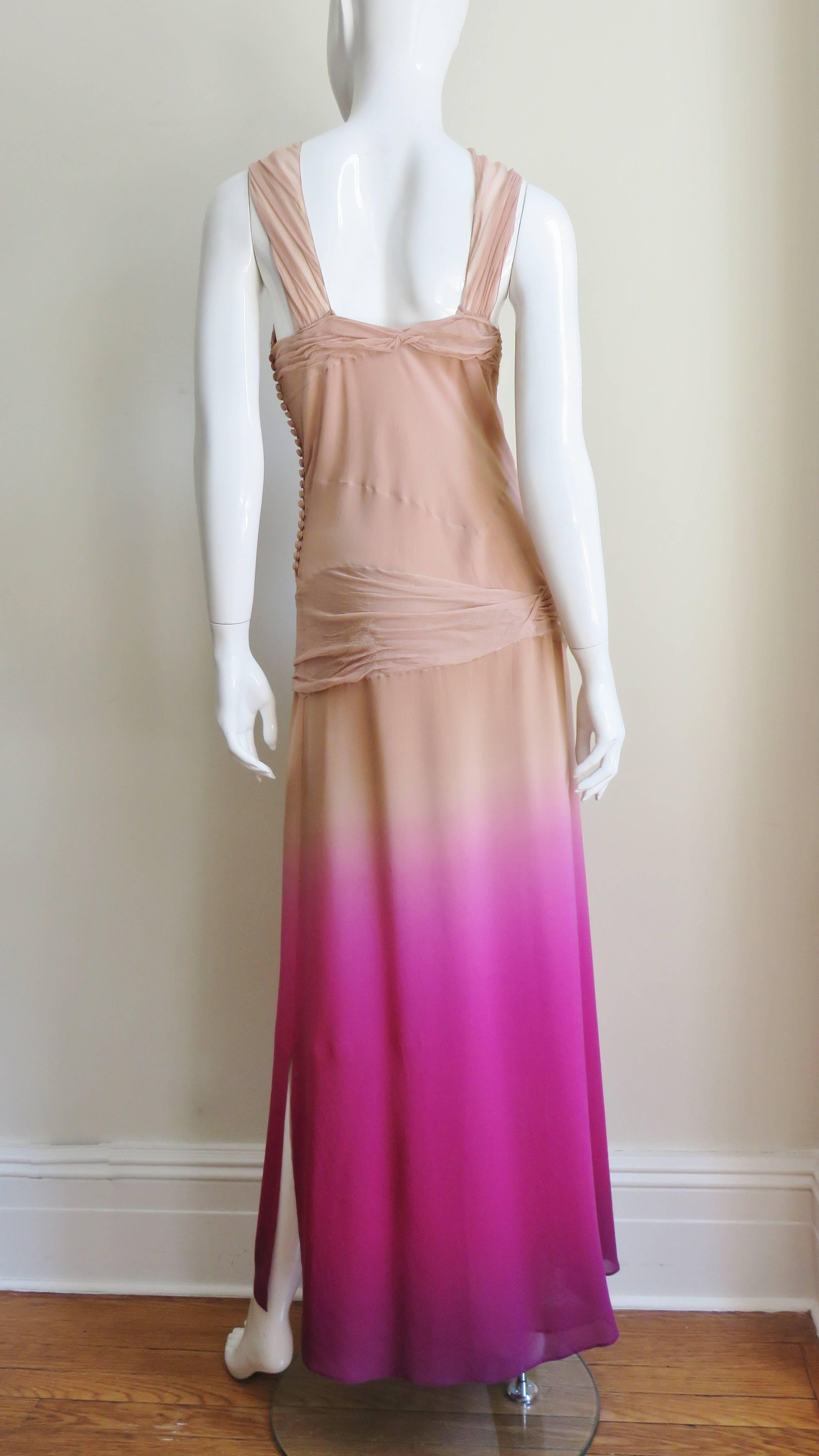 Christian Dior Nude To Pink Ombre Silk Gown 4