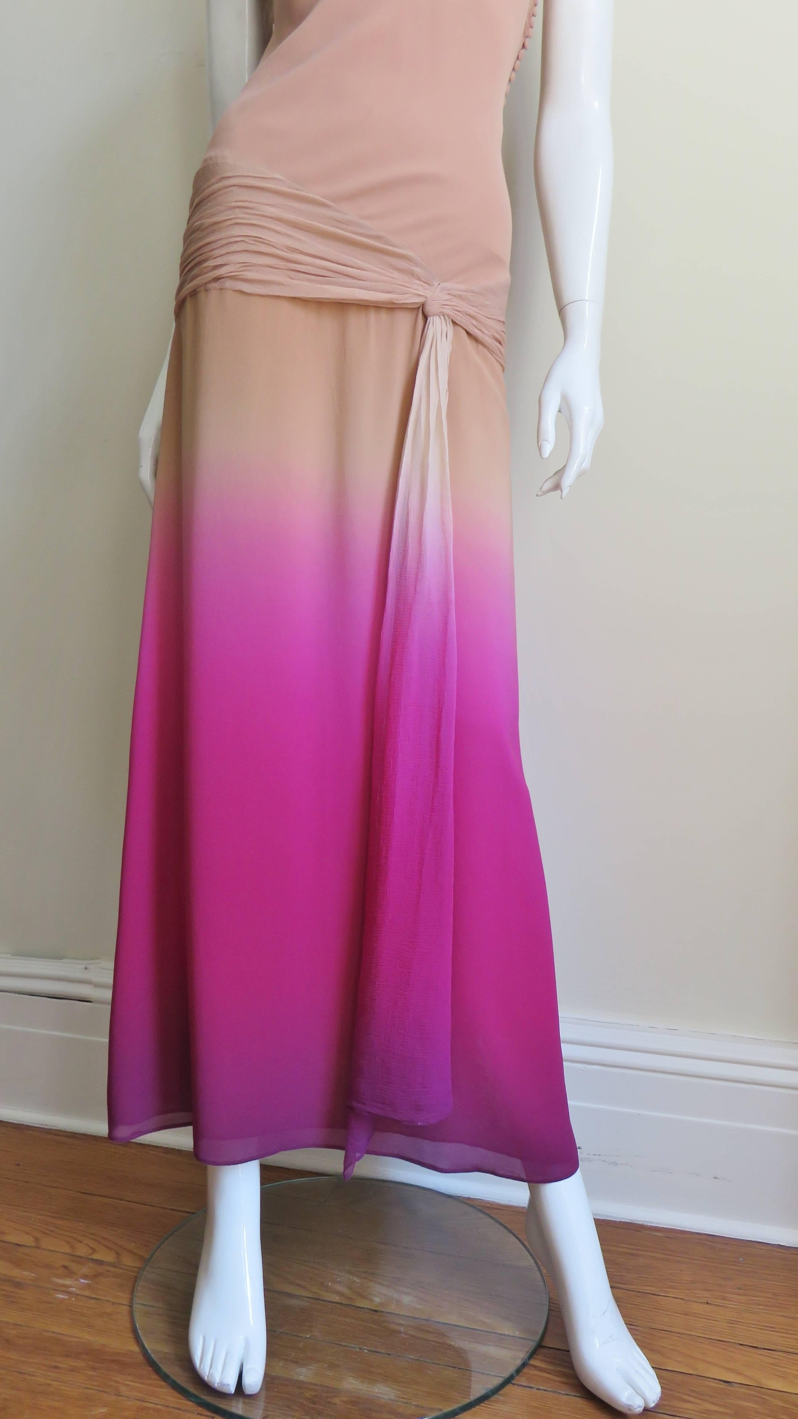 Christian Dior Nude To Pink Ombre Silk Gown In Good Condition In Water Mill, NY