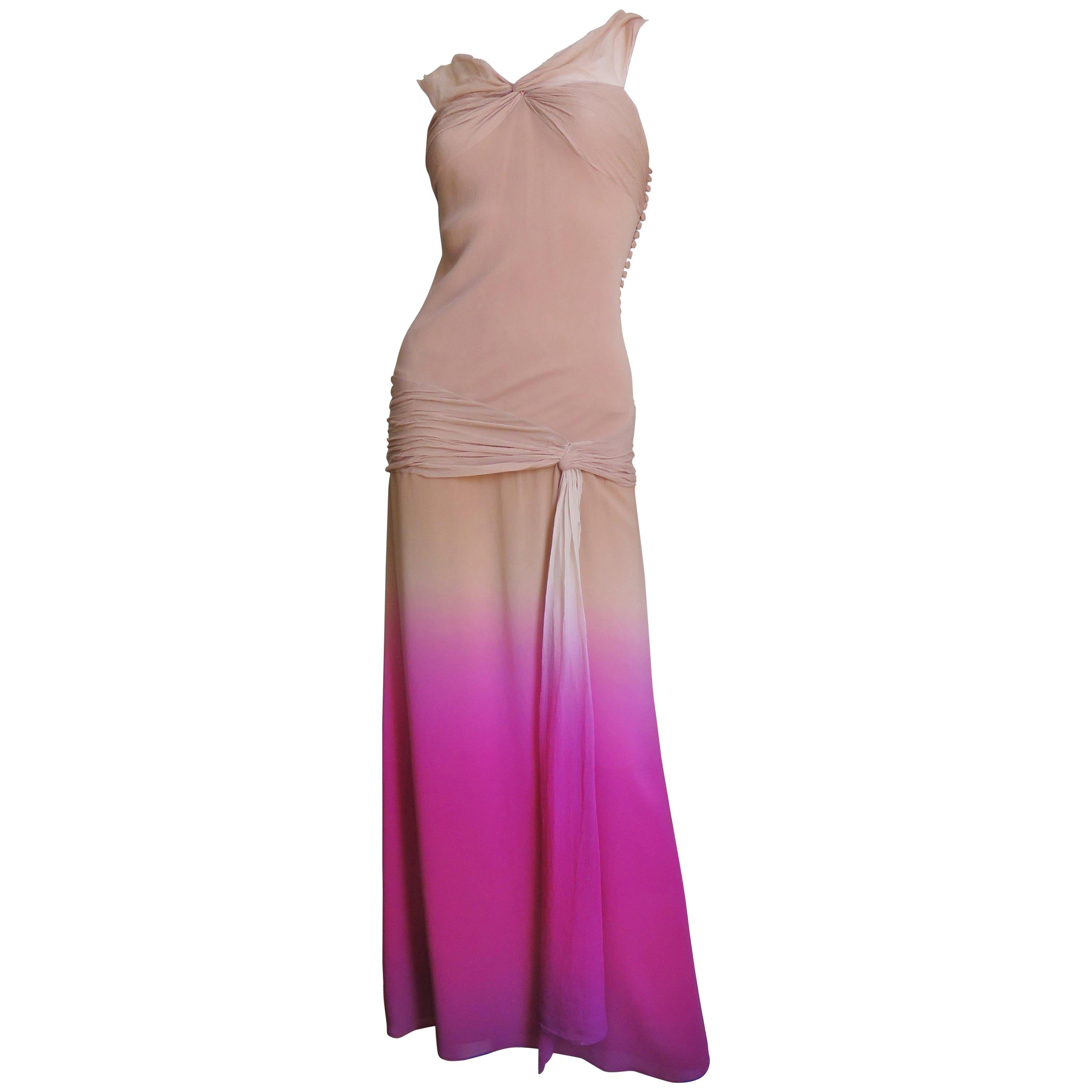 Christian Dior Nude To Pink Ombre Silk Gown