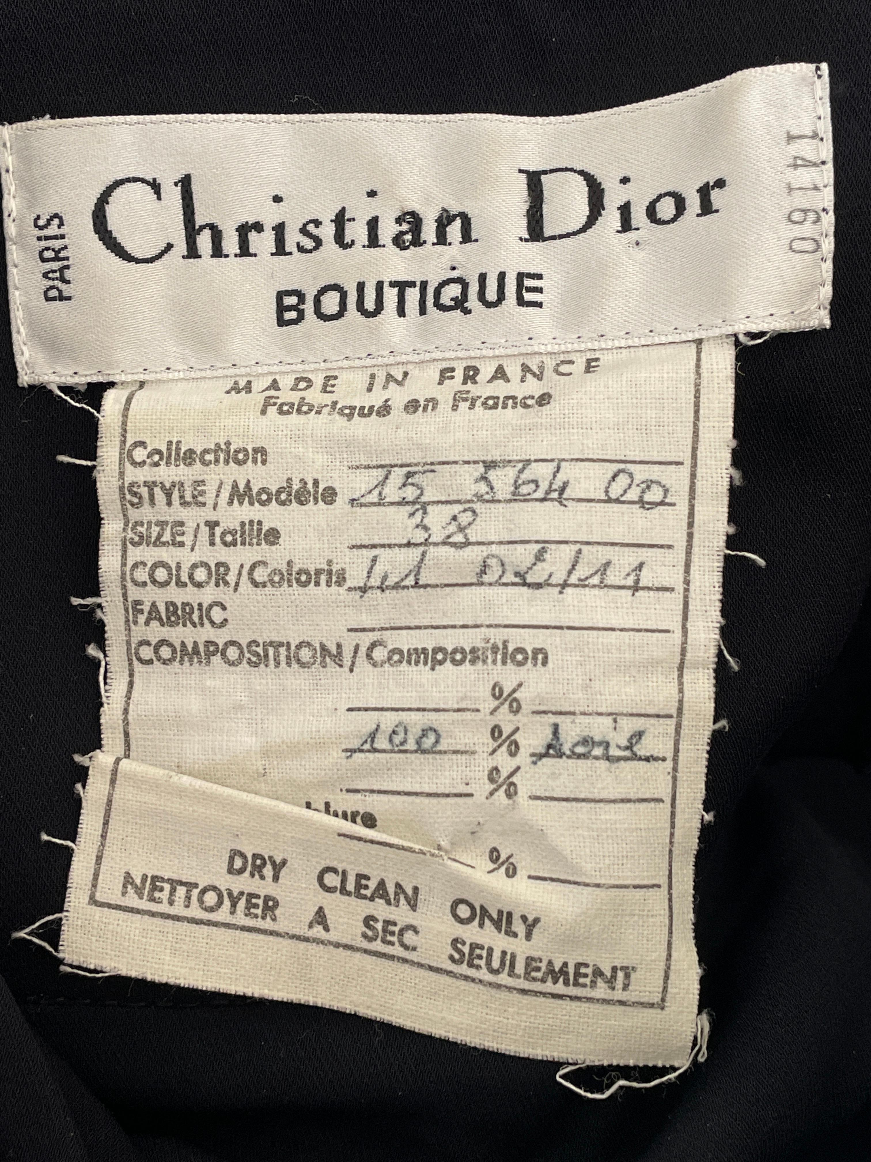 Christian Dior Numbered Demi Couture Little Black Dress w Exaggerated Bow Belt For Sale 2