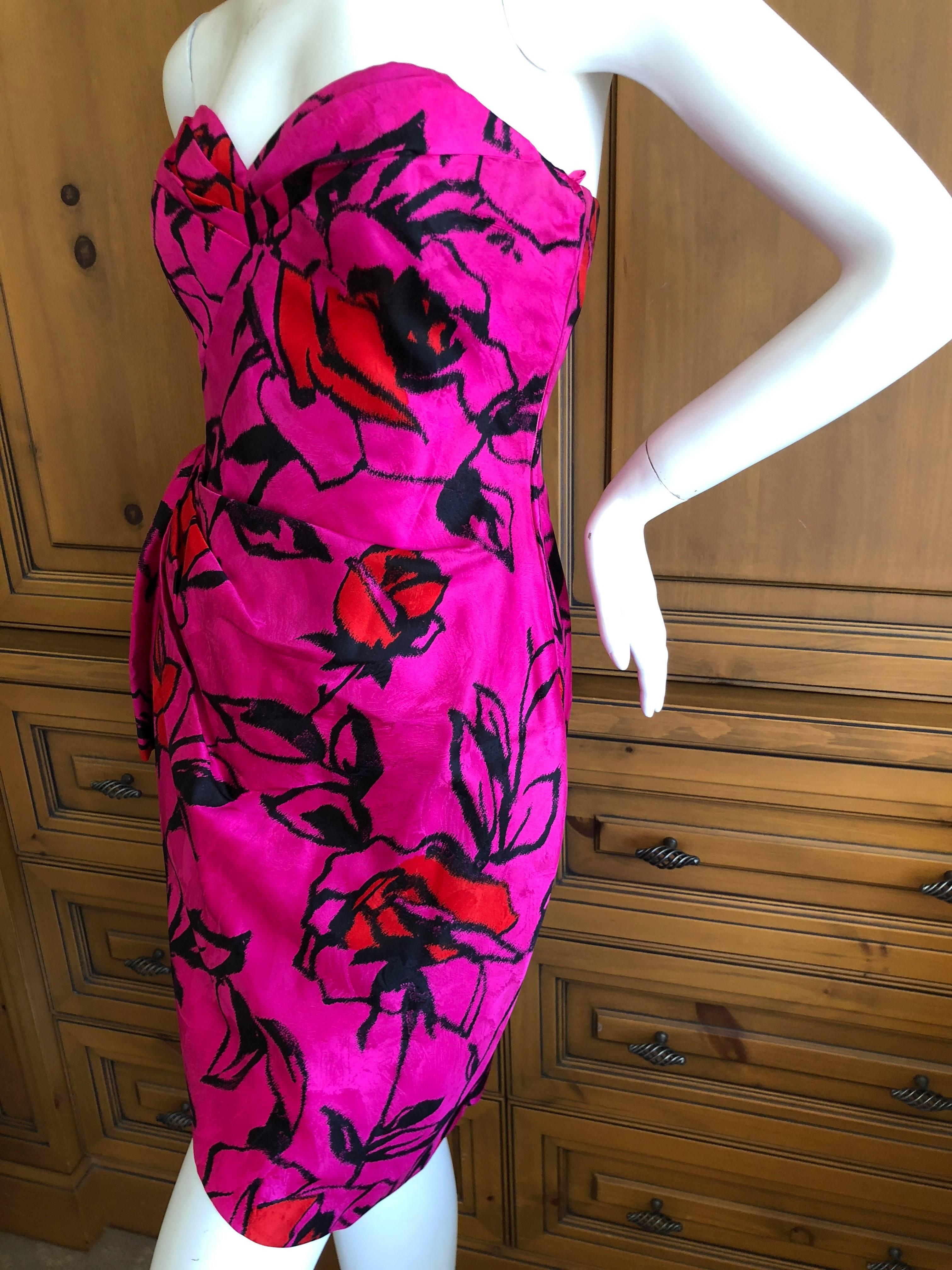 Christian Dior Numbered Haute Couture Silk Strapless Cocktail Dress Spring 1988 For Sale 6